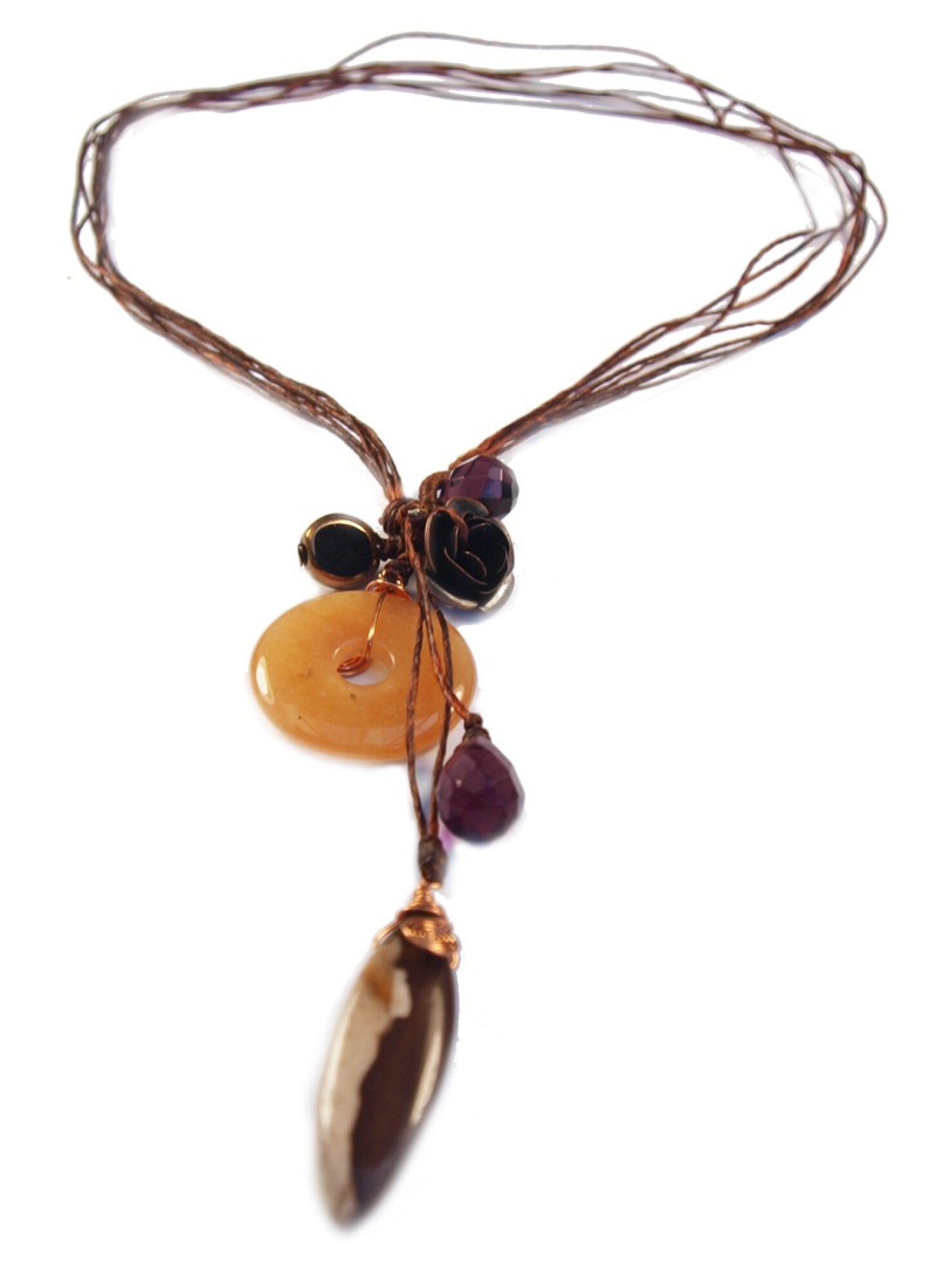 Collier en fil de soie et pierres naturelles