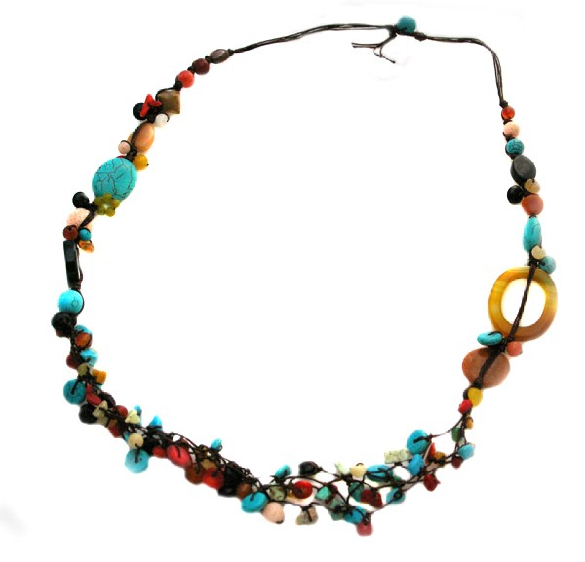 Collier fil de soie et pierres