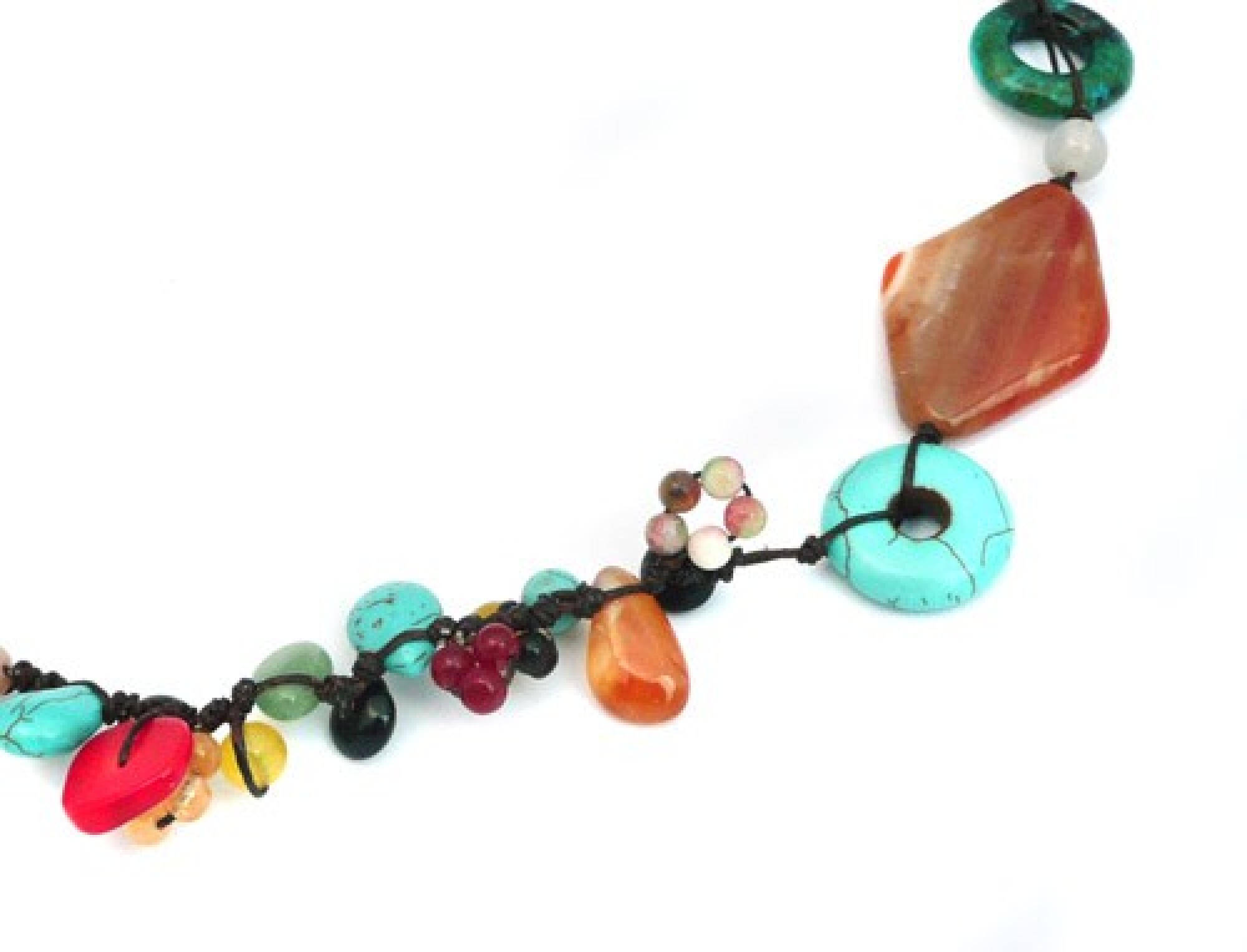 Collier fil de soie & pierres