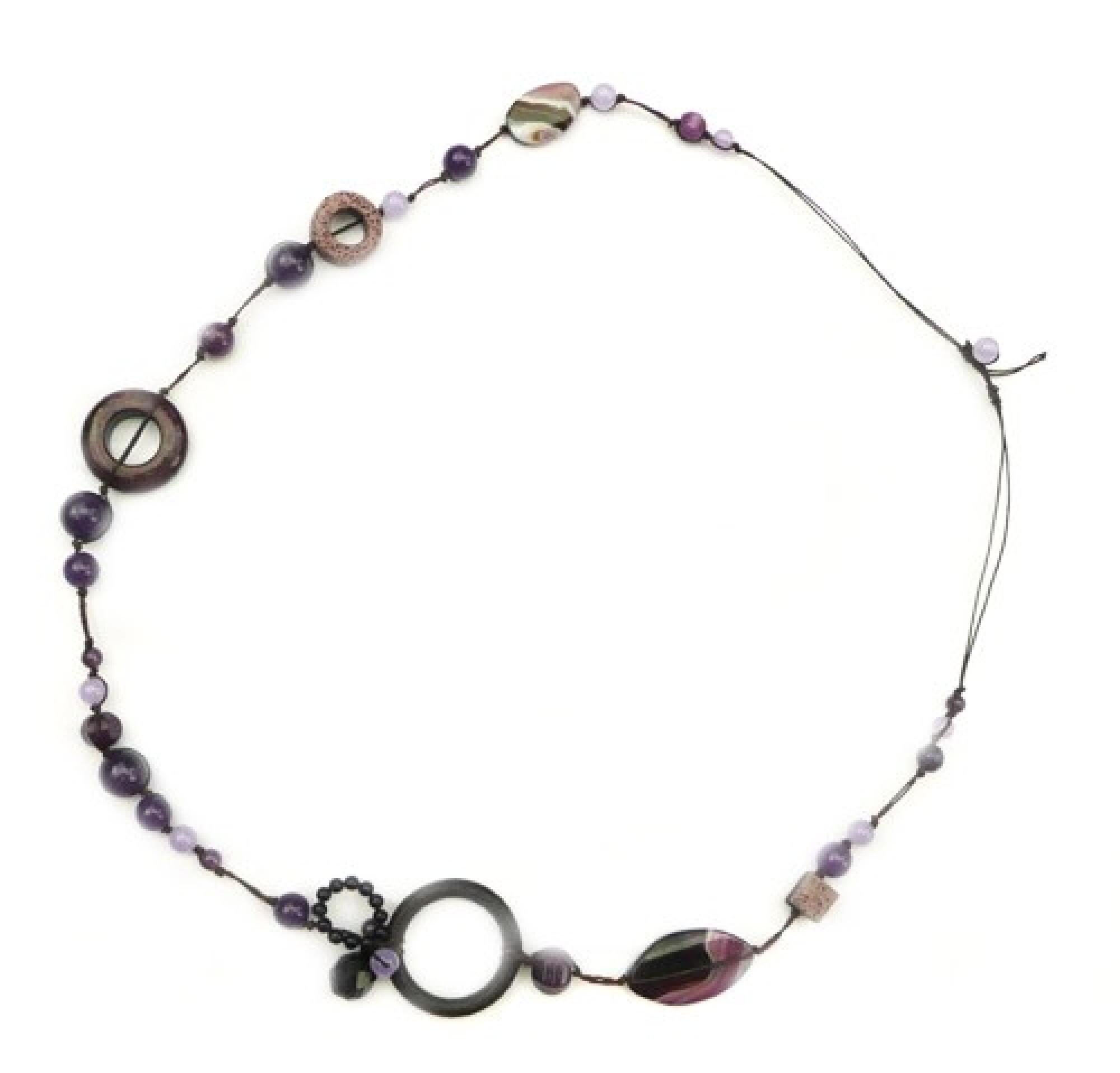 Collier, pierres naturelles violettes