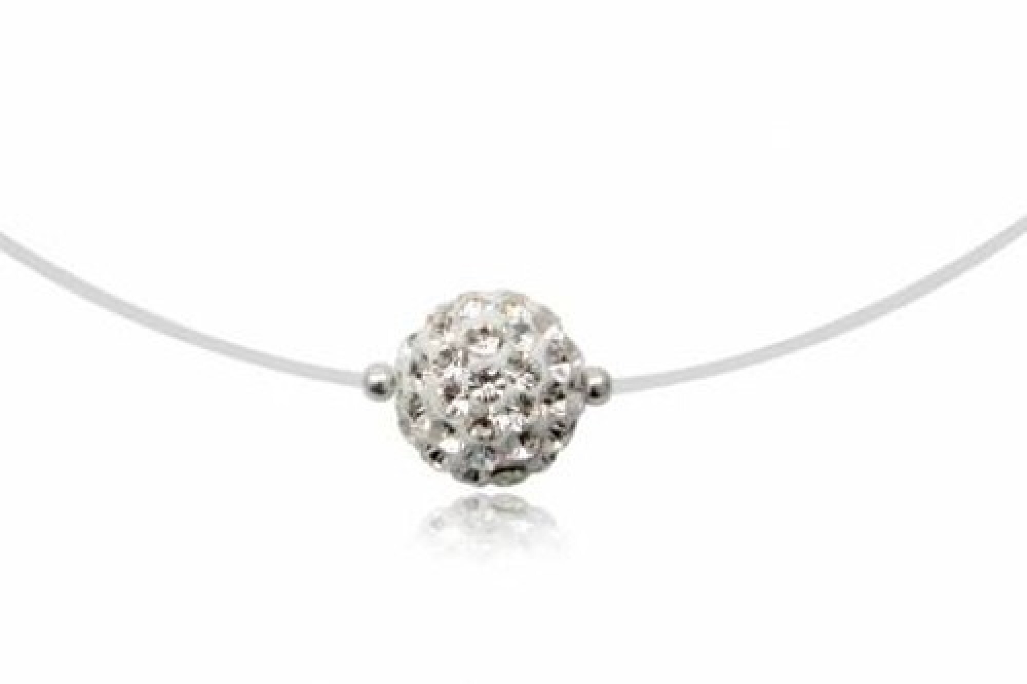 Collier strass et fil de nylon - Diamètre 1cm