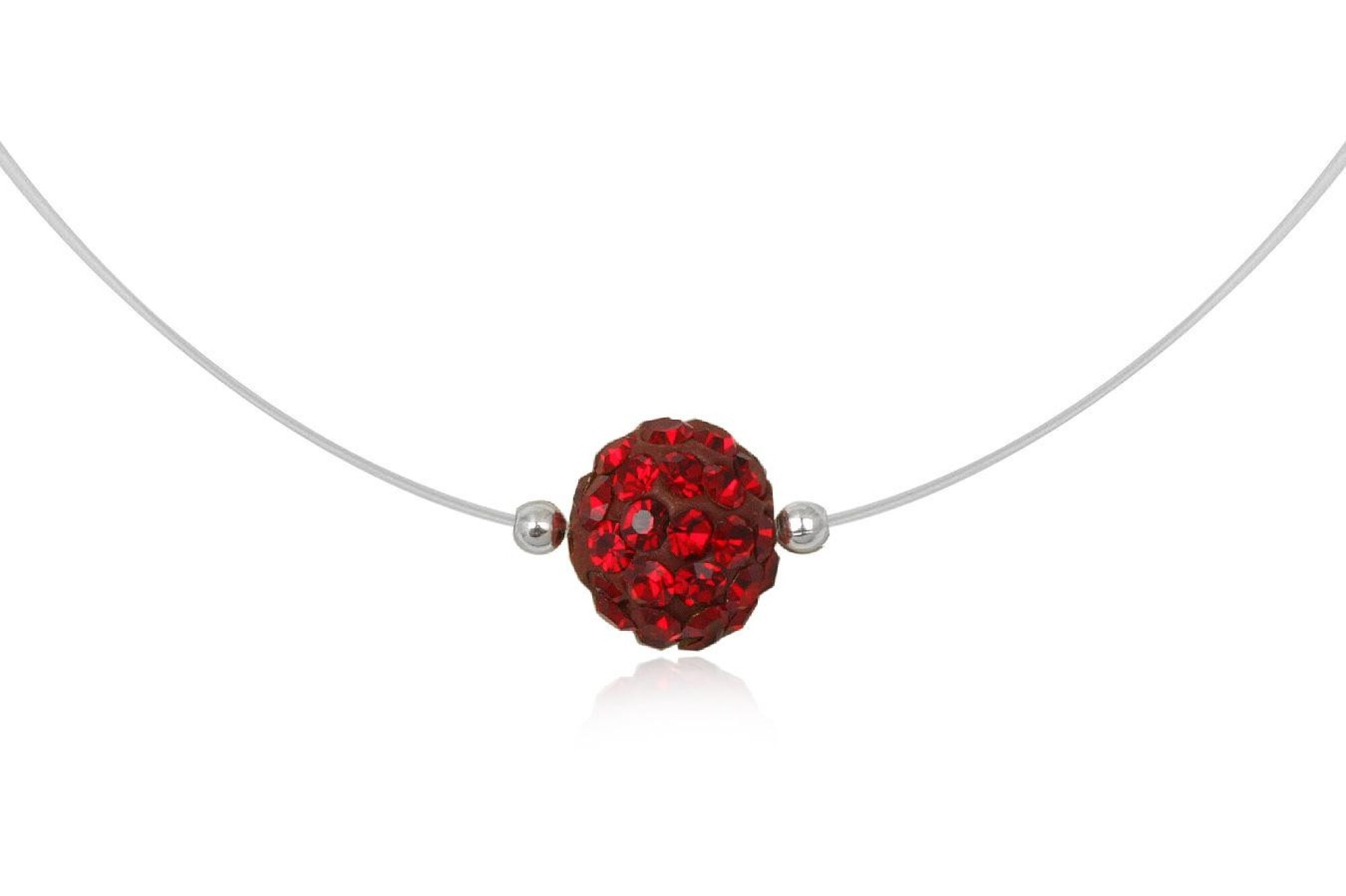 Collier strass et nylon rouge foncé