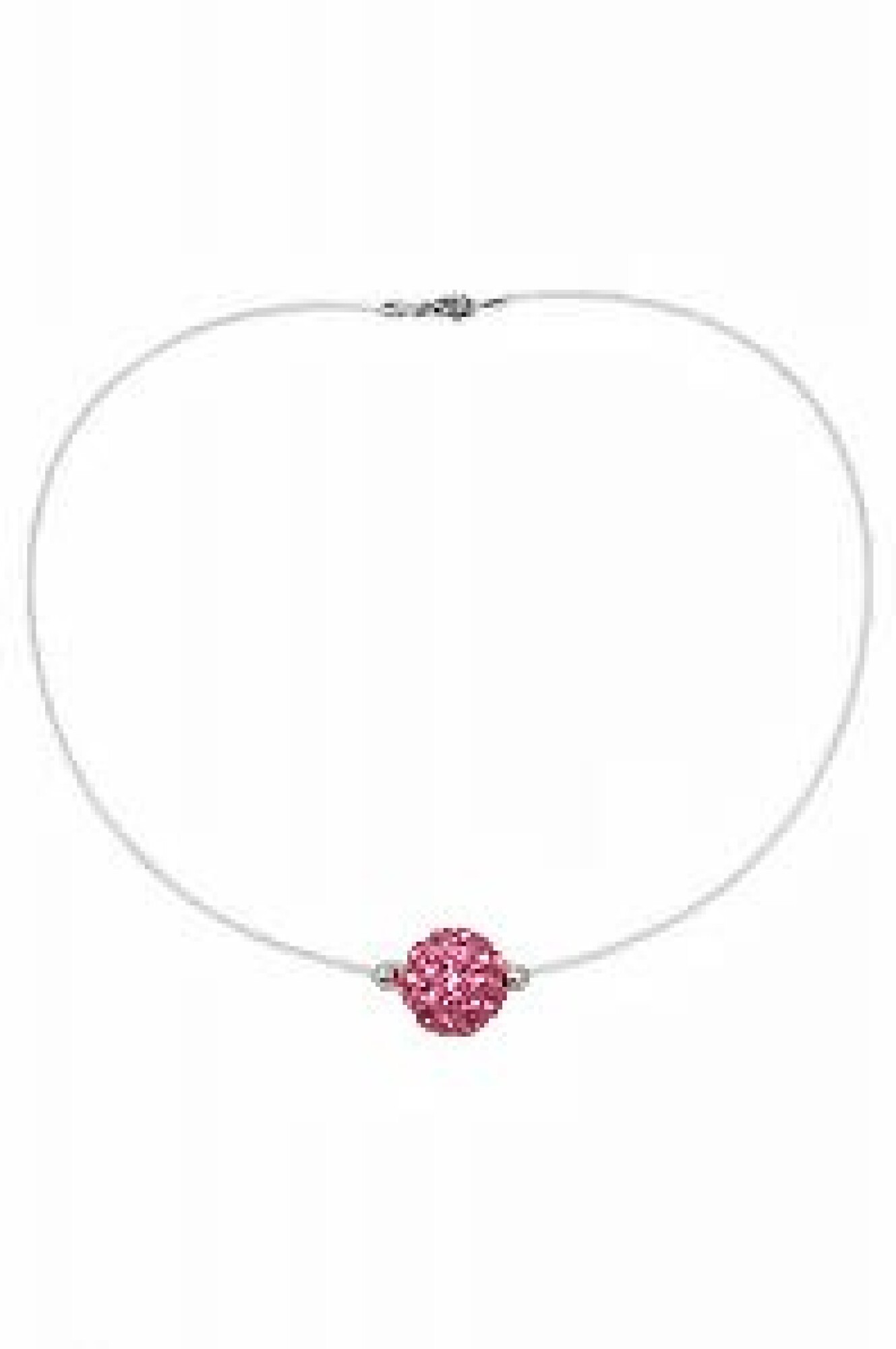 Collier strass rose et fil de nylon - Diamètre 1cm