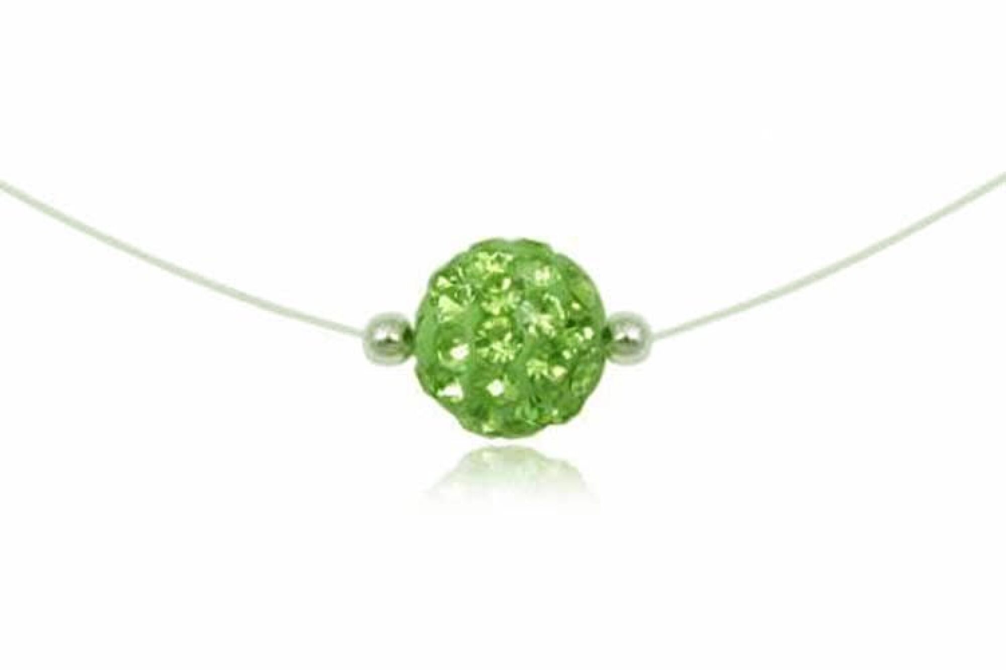 Collier strass vert fil de nylon - Diamètre 1cm