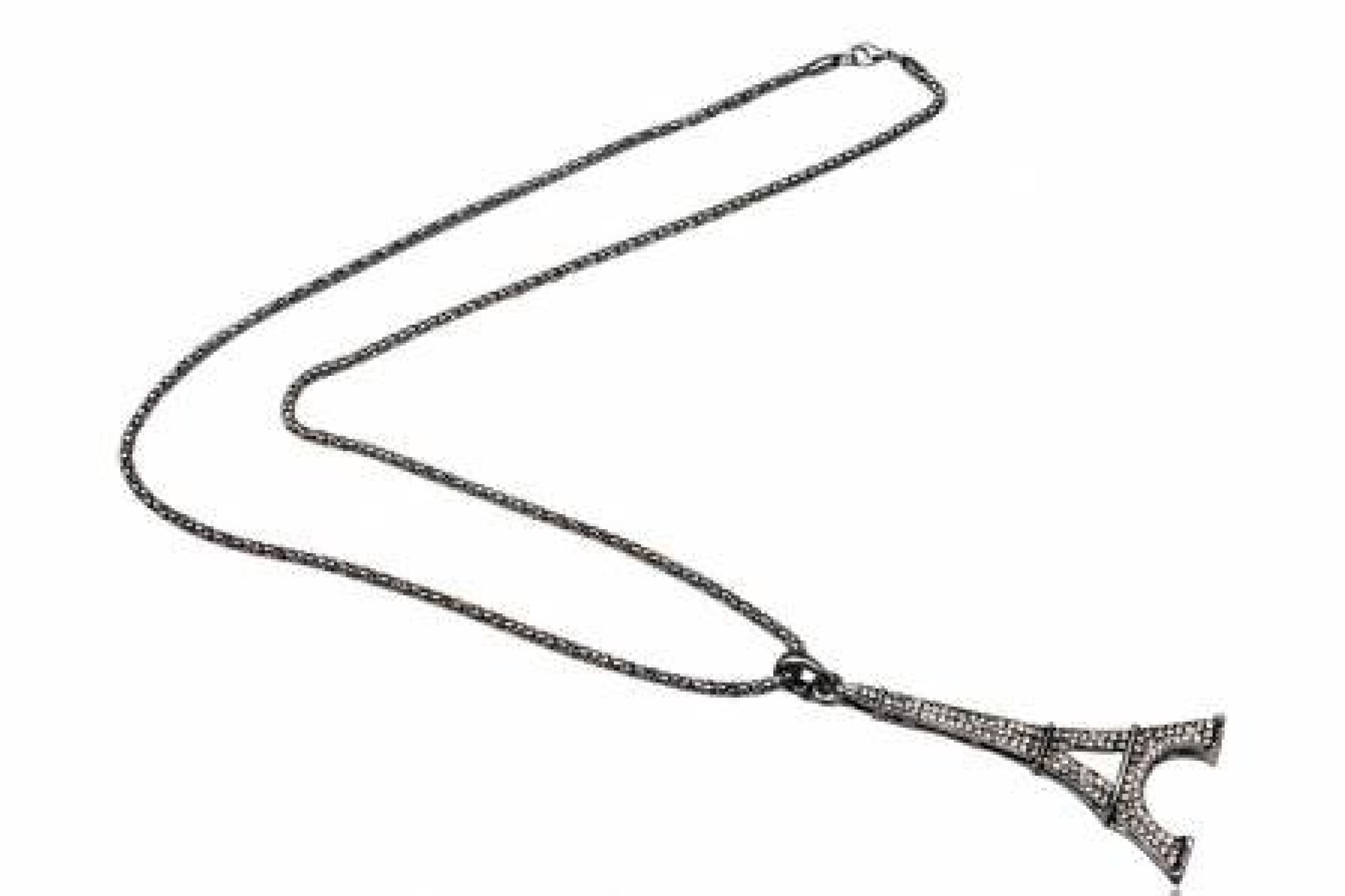 Collier tour eiffel en laiton et strass noir