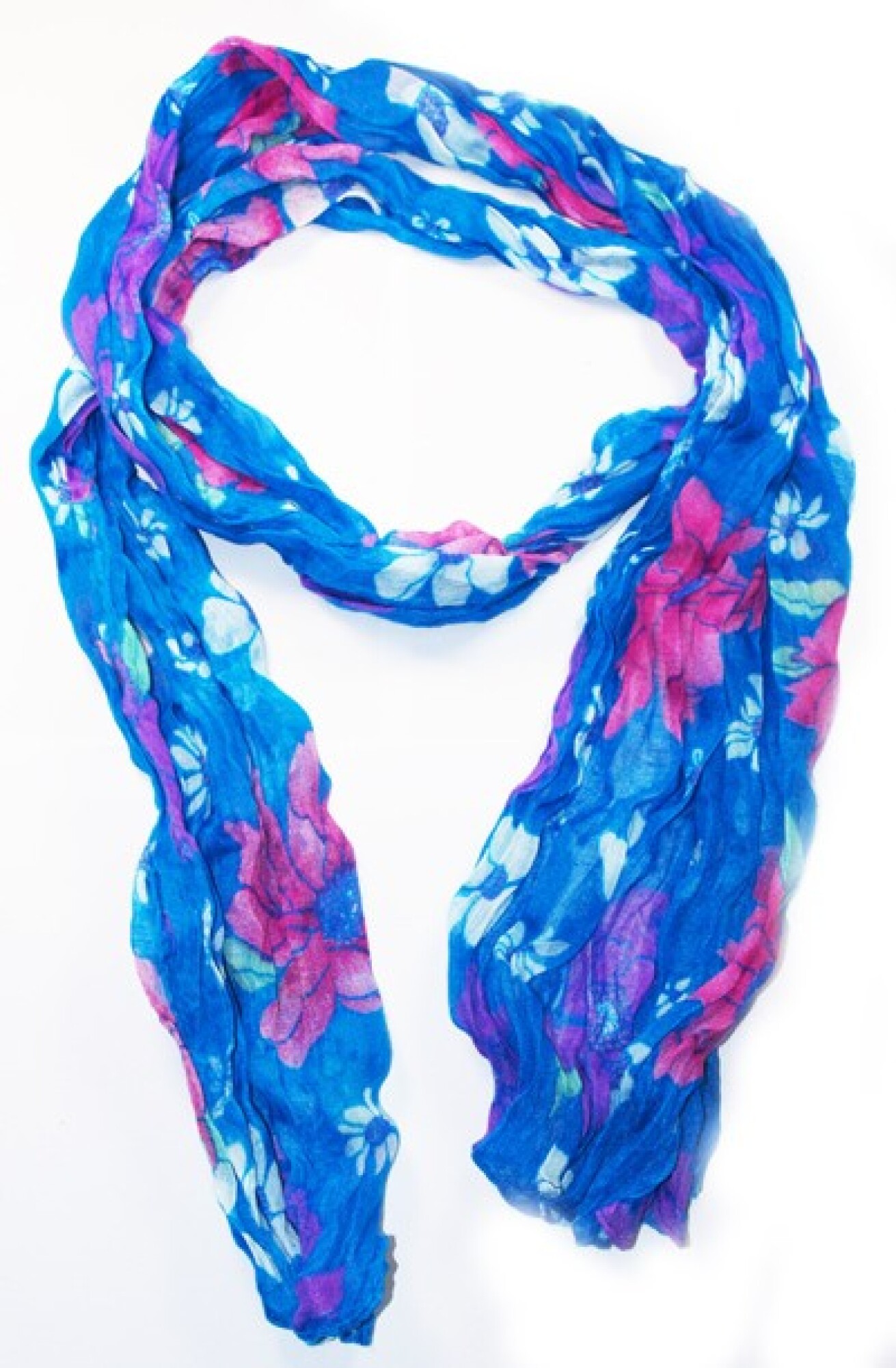 Foulard en coton, bleu et rose