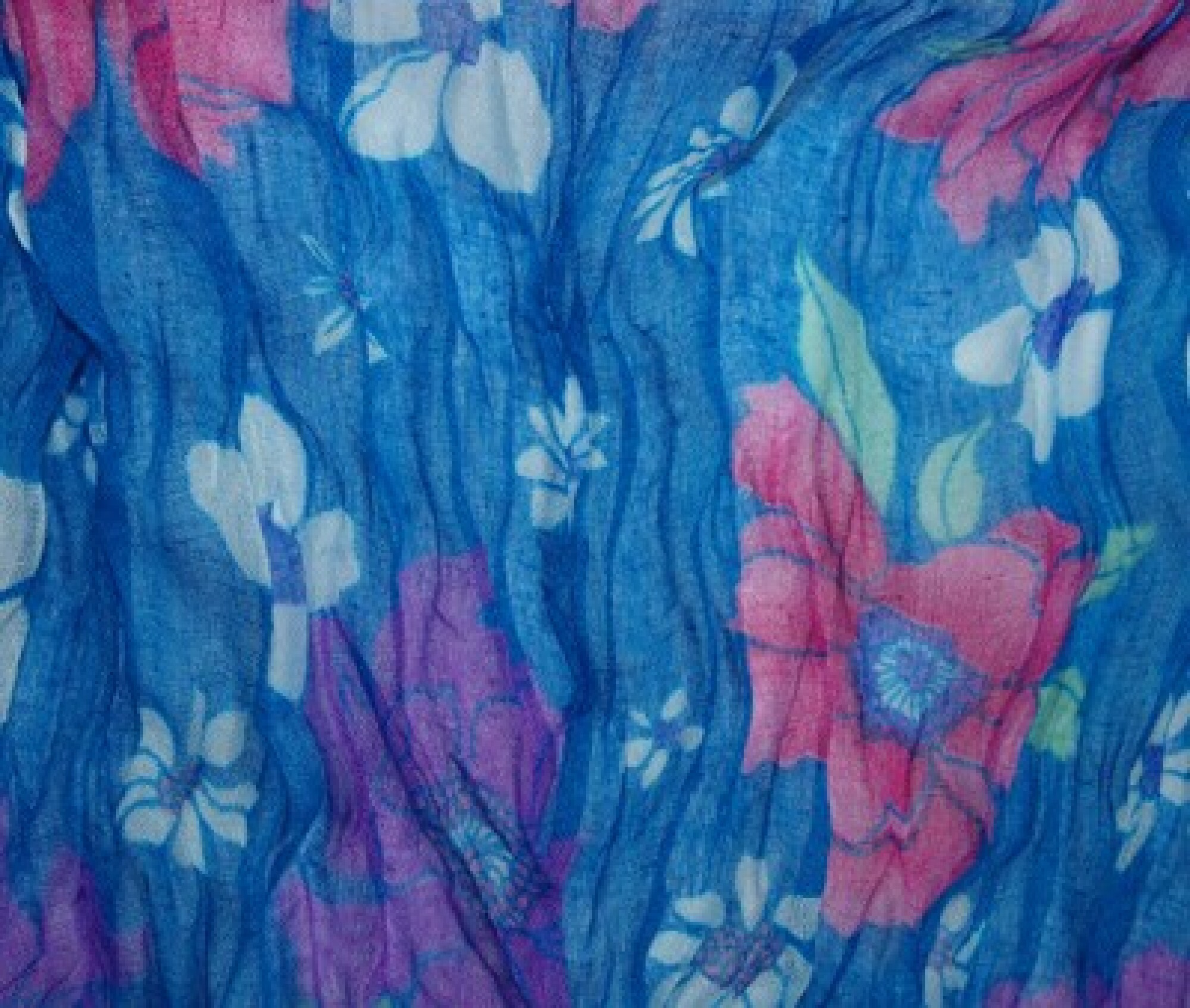 Foulard en coton, bleu et rose