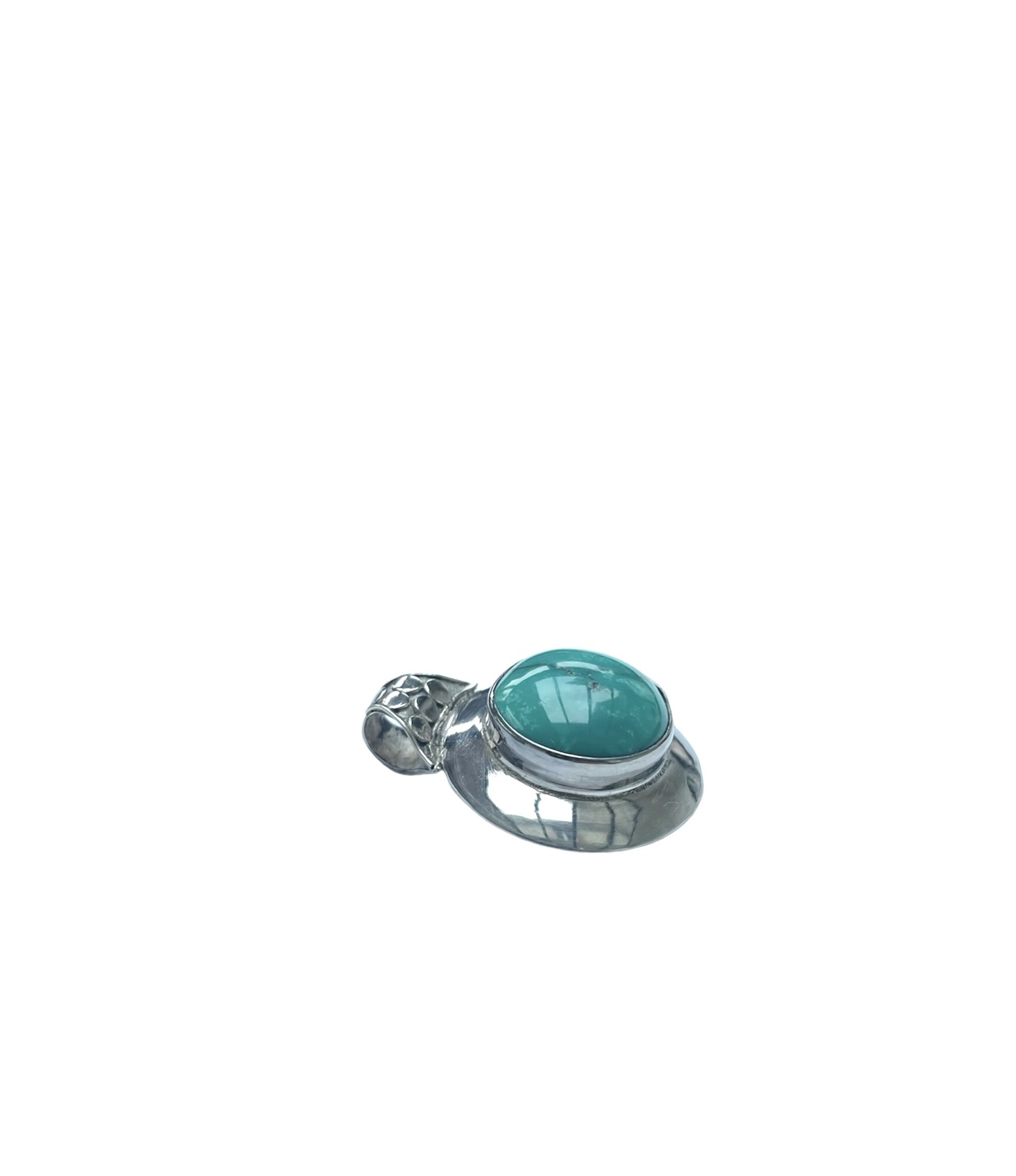 Pendentif rond argent turquoise