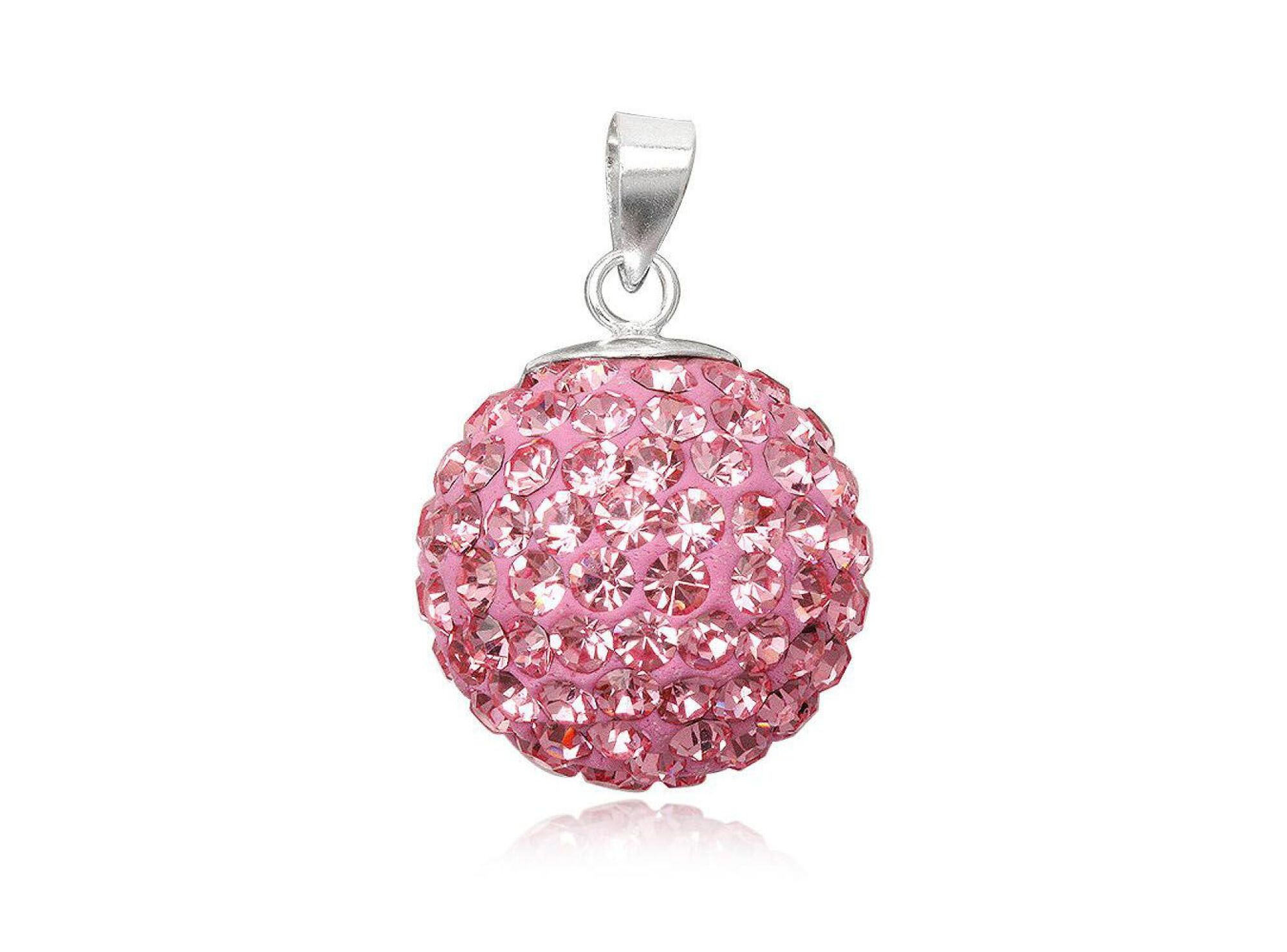 Pendentif shamballa rose - Diamètre 1,2cm