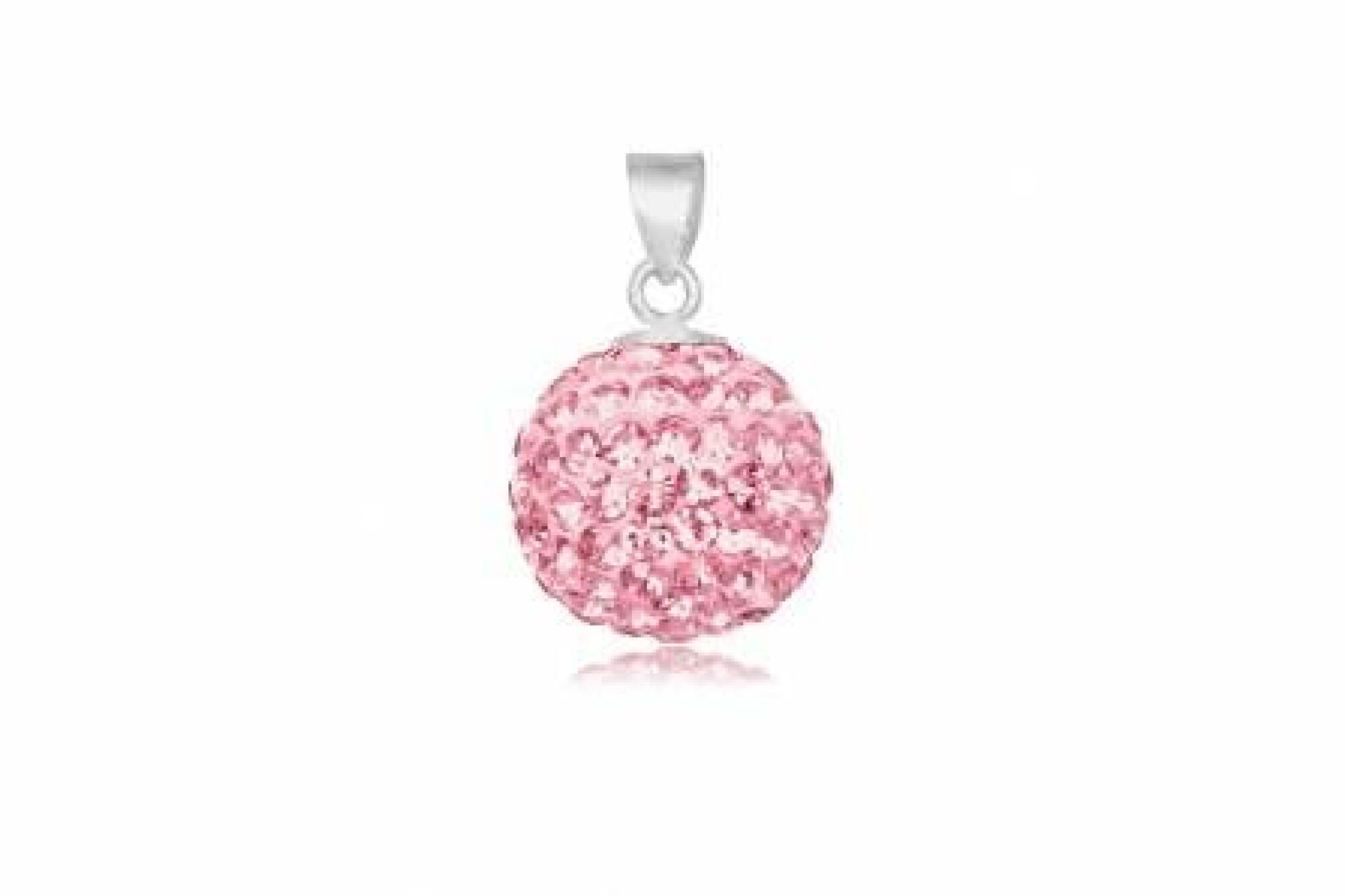 Pendentif shamballa strass rose clair - 1cm