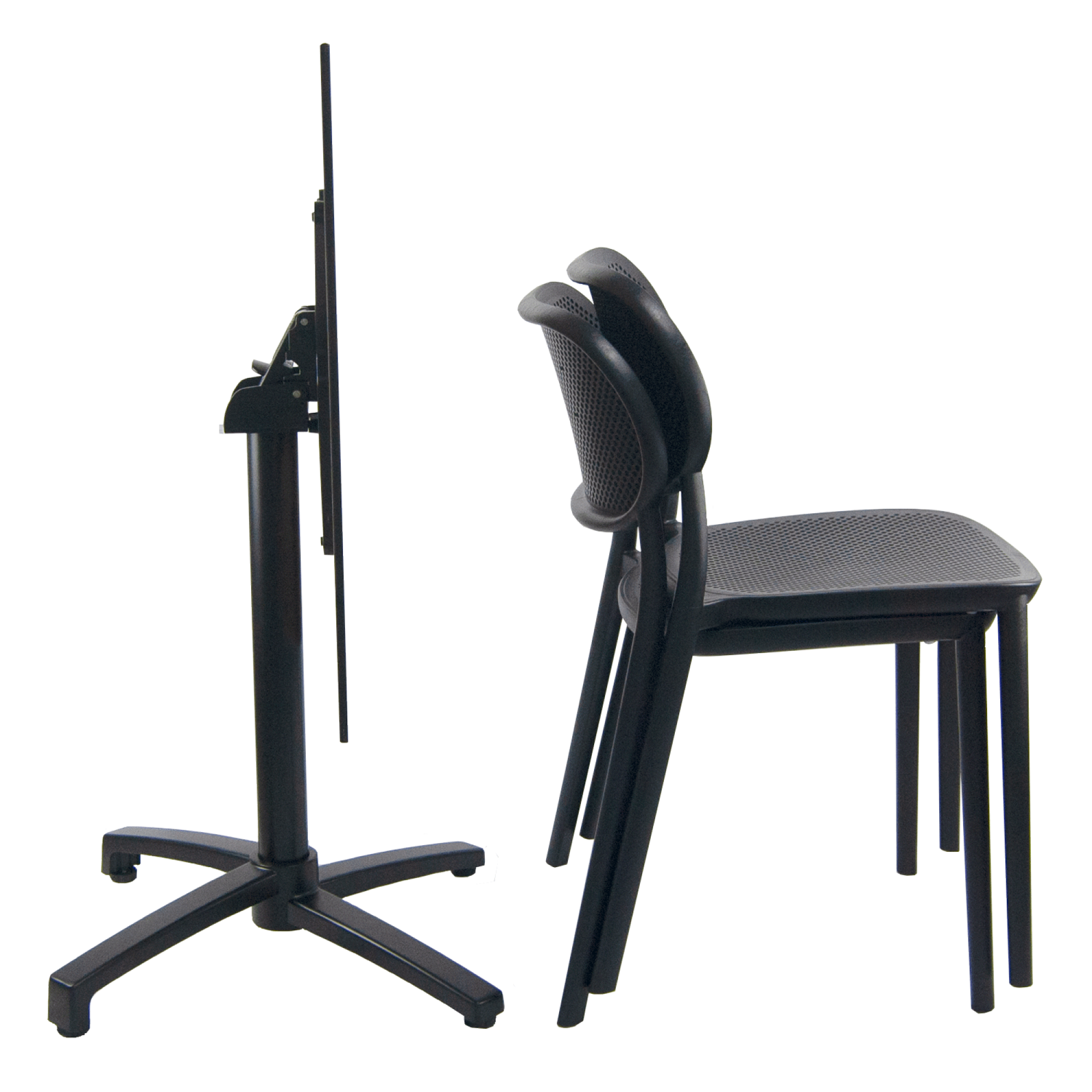 Lot de 1 table pliable bois foncé + 2 chaises pour terrasse