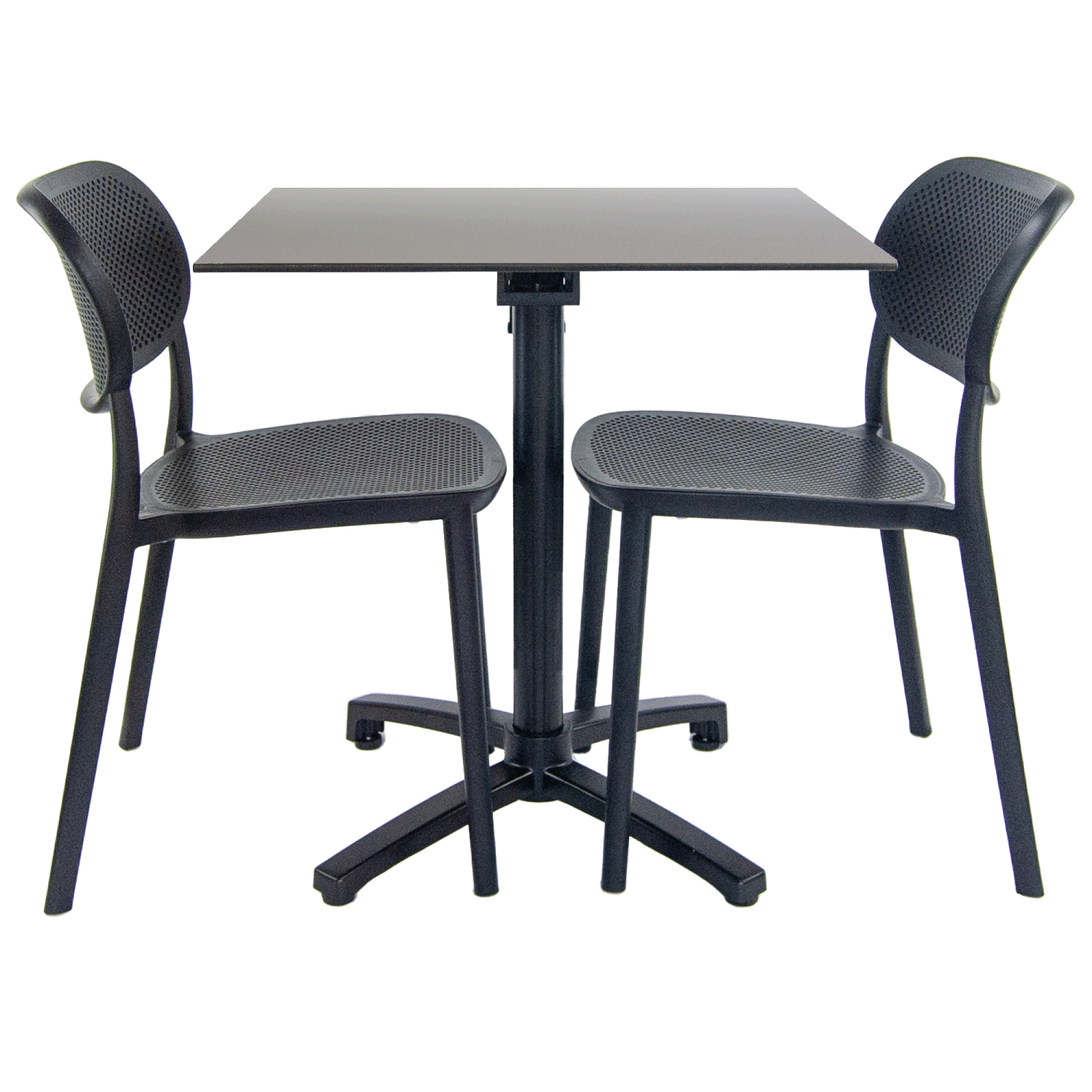 Lot de 1 table pliable gris métal + 2 chaises pour terrasse