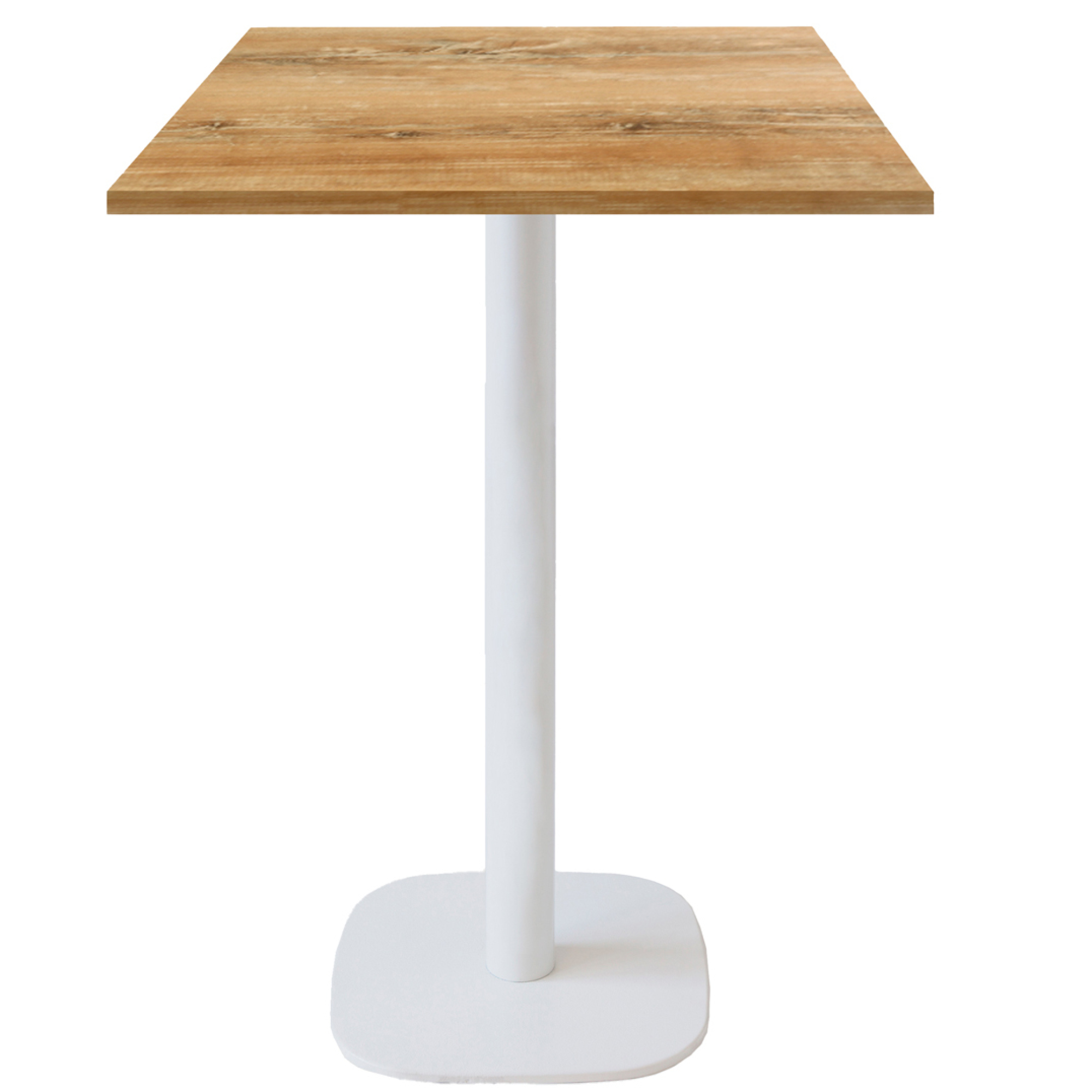 Mange-debout 60x60cm - modèle Round pied blanc chêne slovène