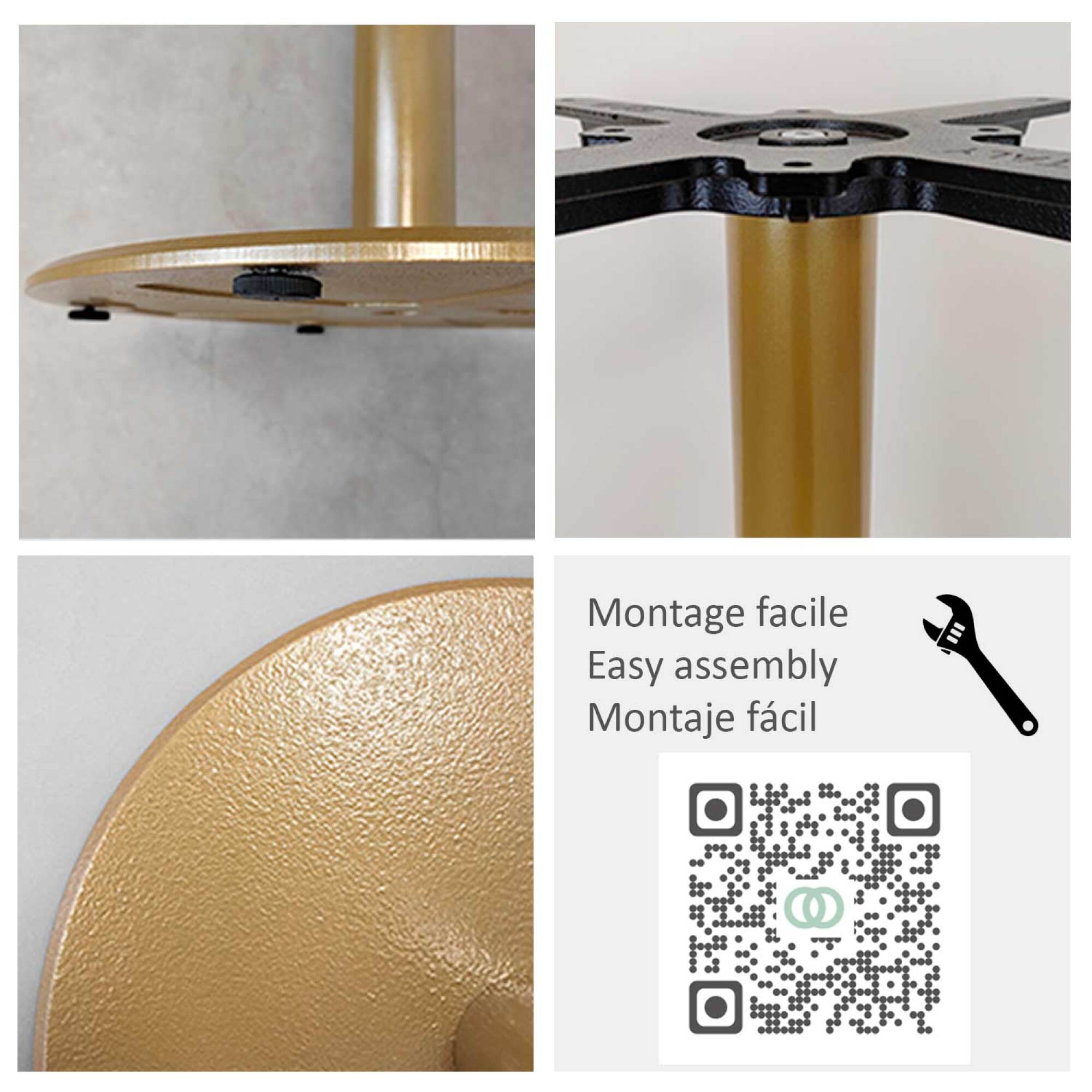 Piétement modèle Rome doré métal XL pour tables jusqu'à Ø130cm