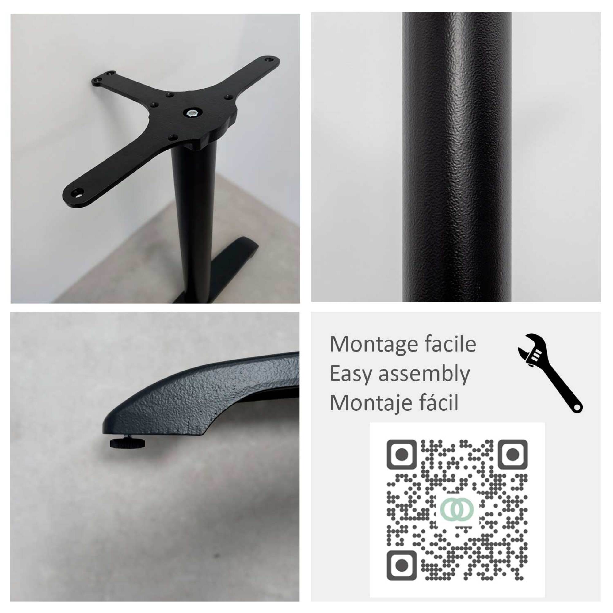 Piétement pour table rectangulaire, modèle Bazila noir