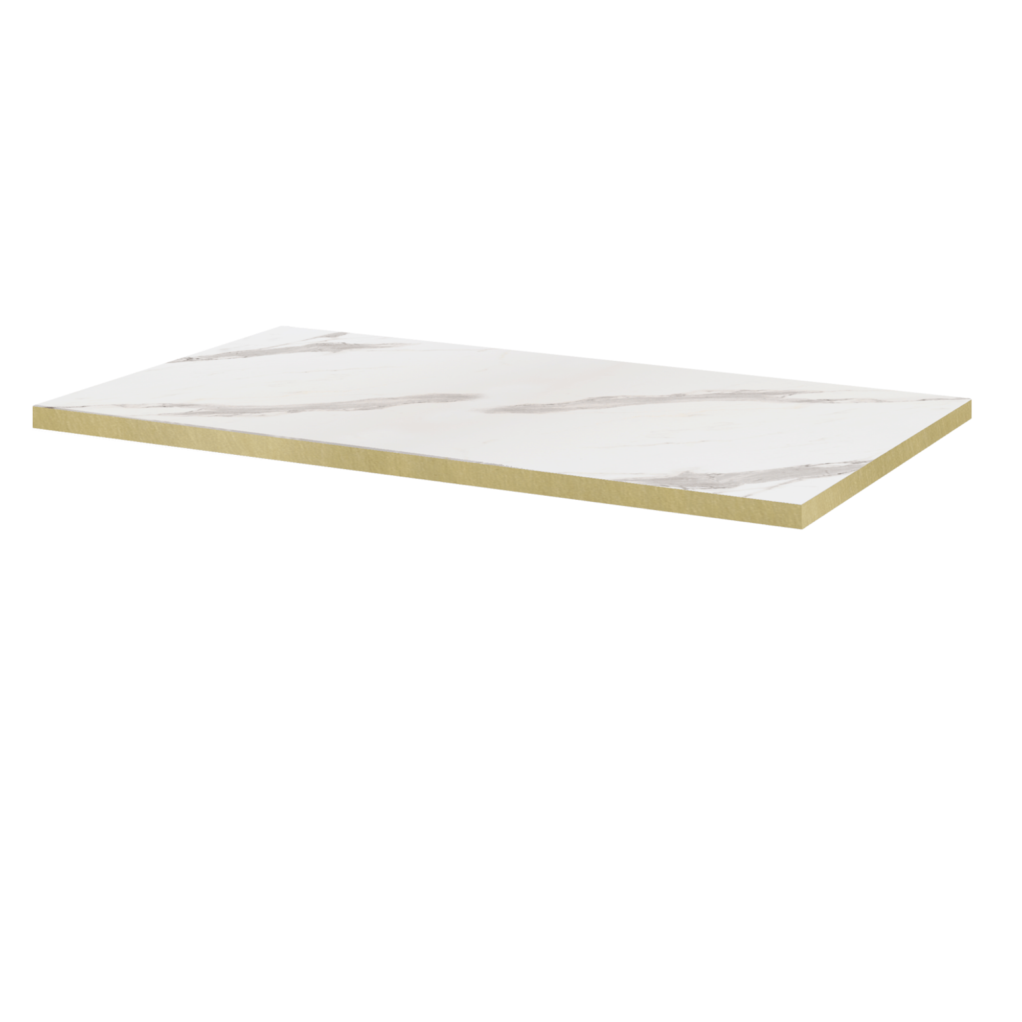 Plateau 140x70 decor marbre blanc chants laiton