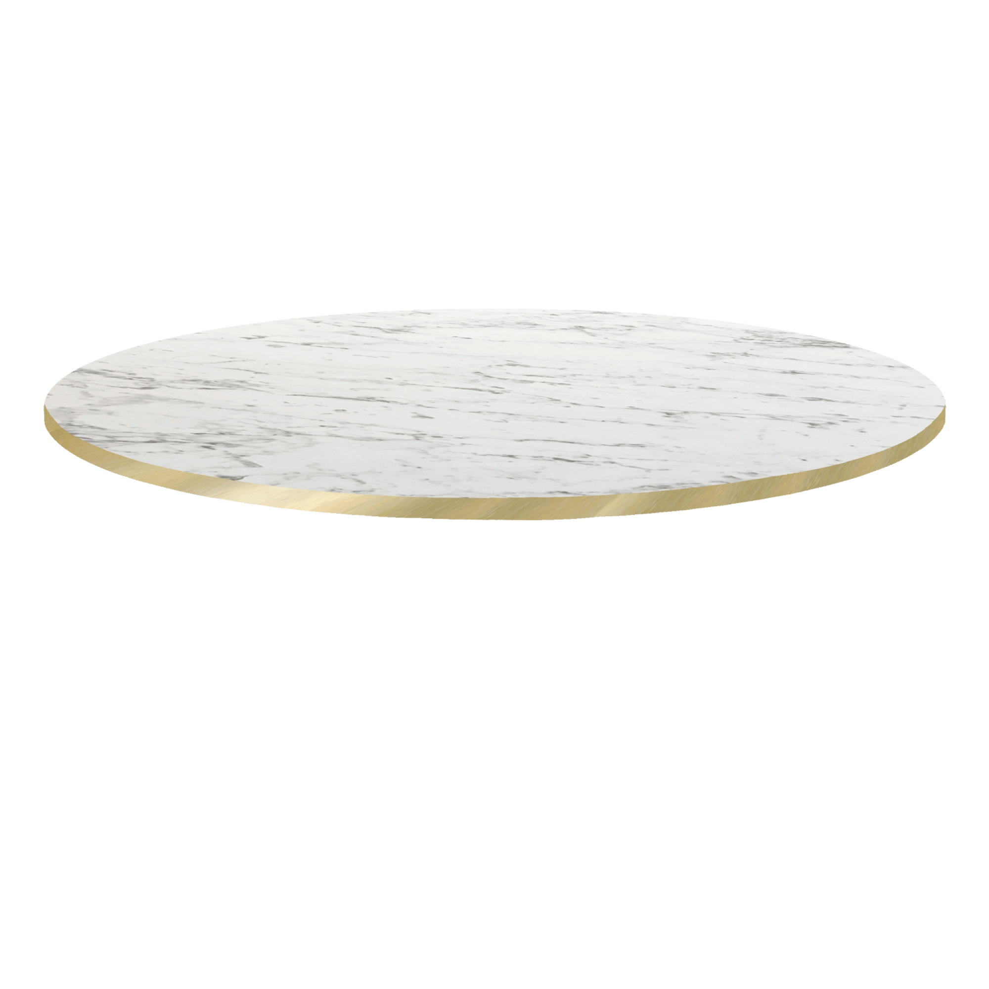 Plateau Ø80 decor marbre calacata chants laiton