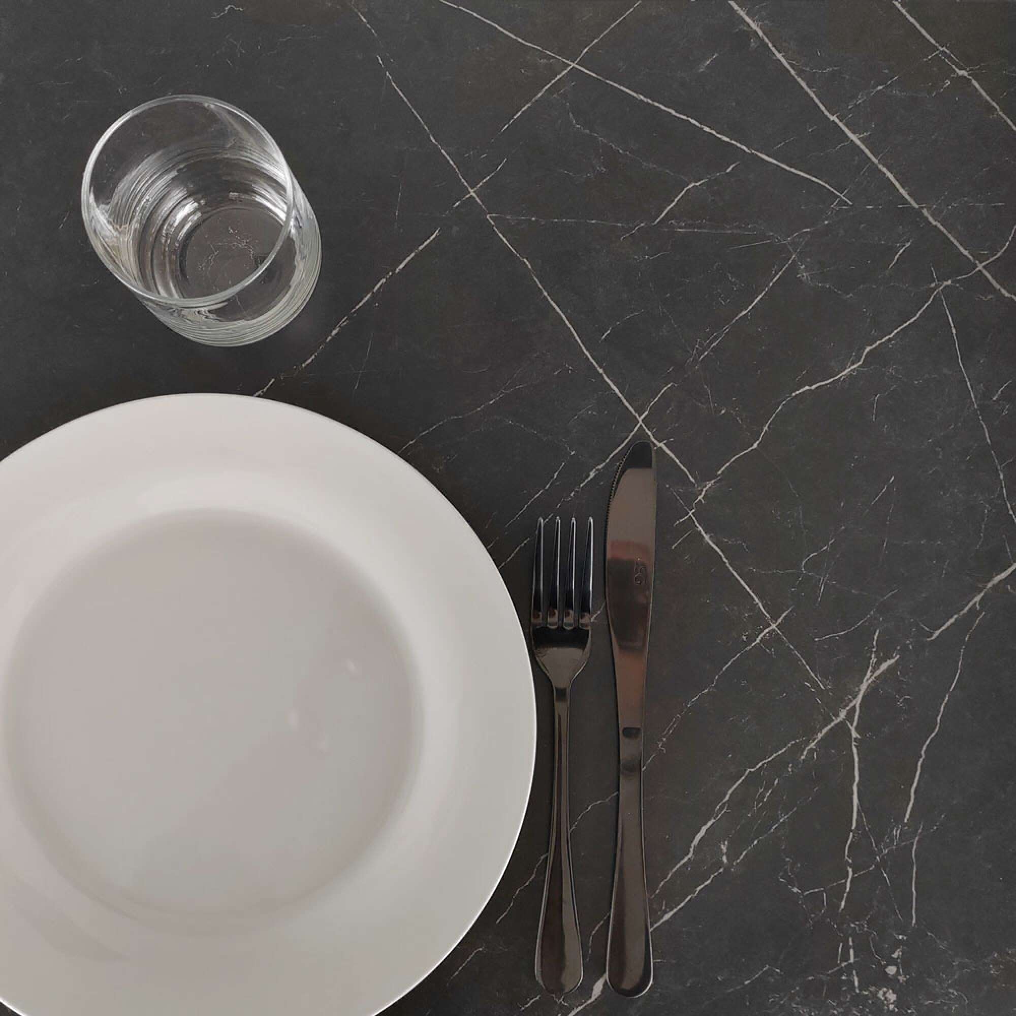 Plateau Ø90 decor marbre noir