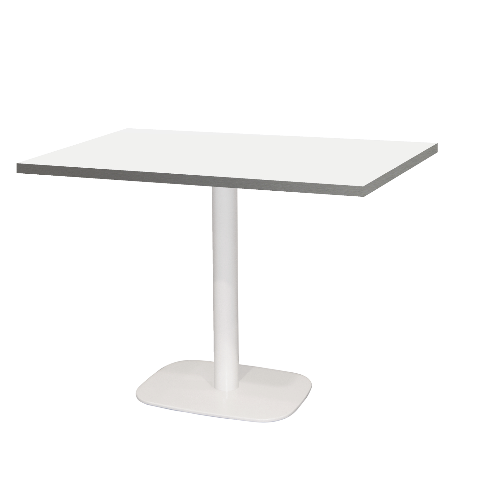 Table 120x70cm - modèle Round blanc blanc chants inox
