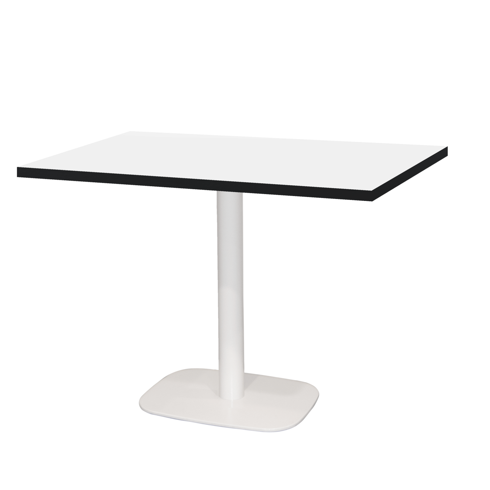 Table 120x70cm - modèle Round blanc blanc chants noir