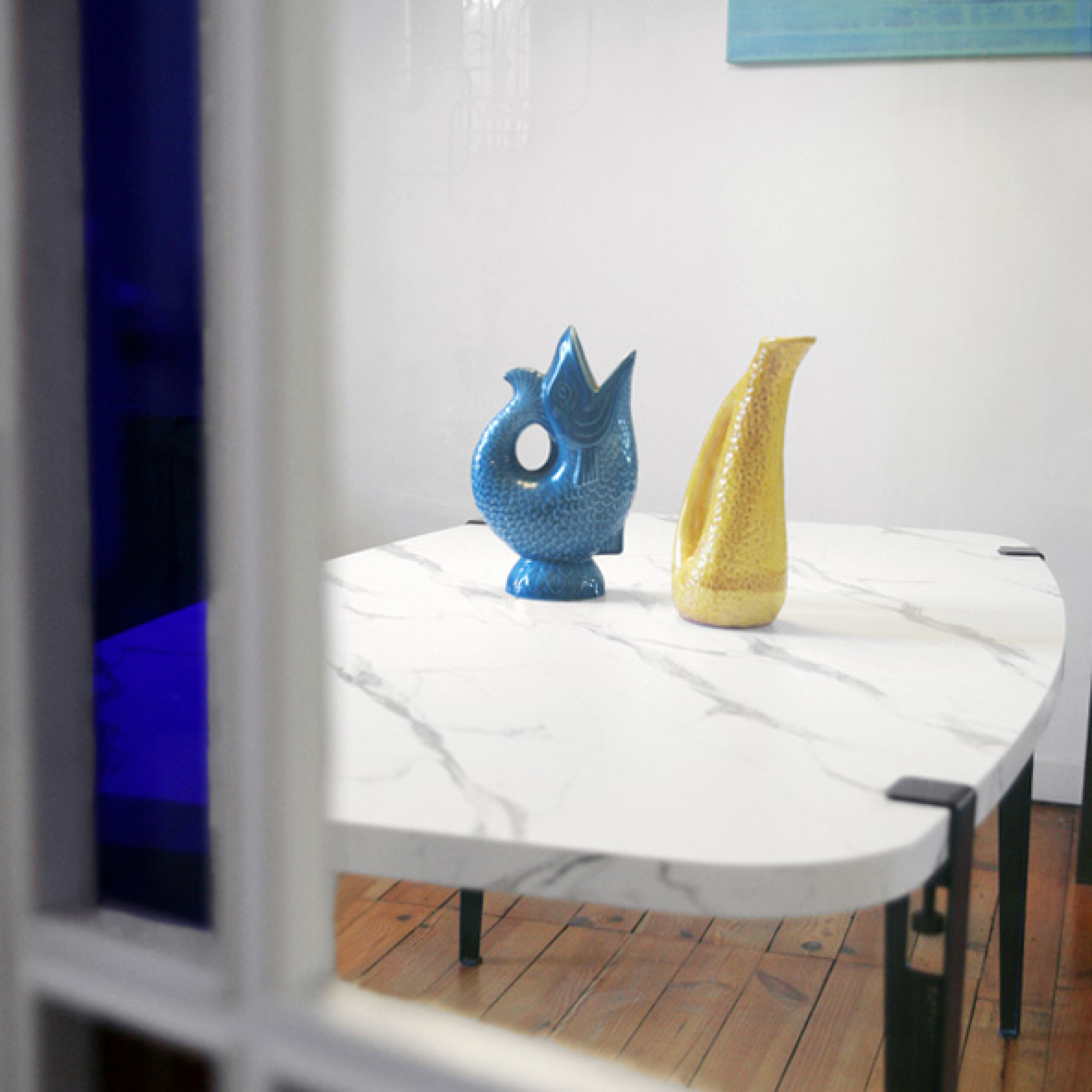 Table 160x80cm - modèle Bazila marbre blanc