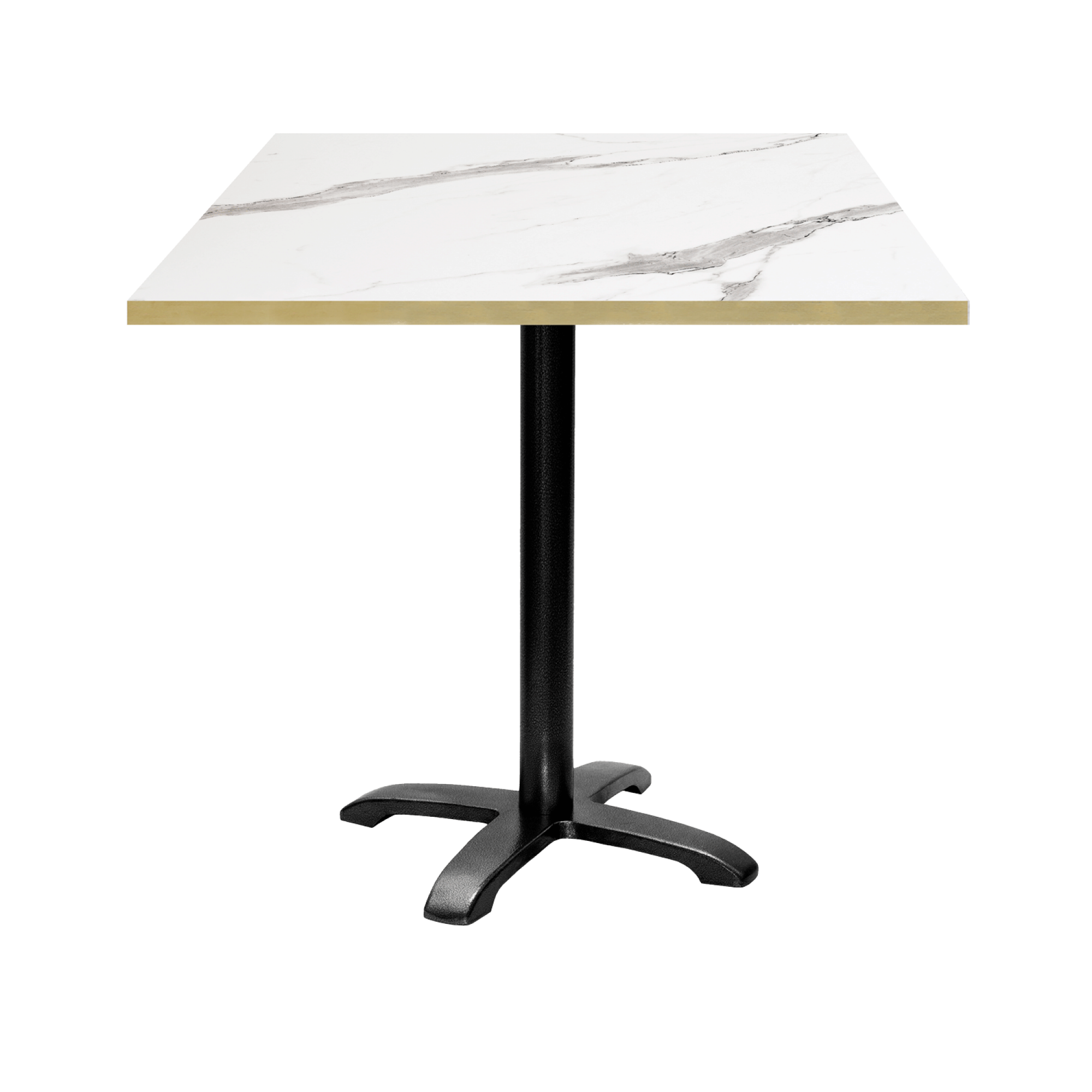 Table 70x70cm - modèle Bazila marbre blanc chants laiton