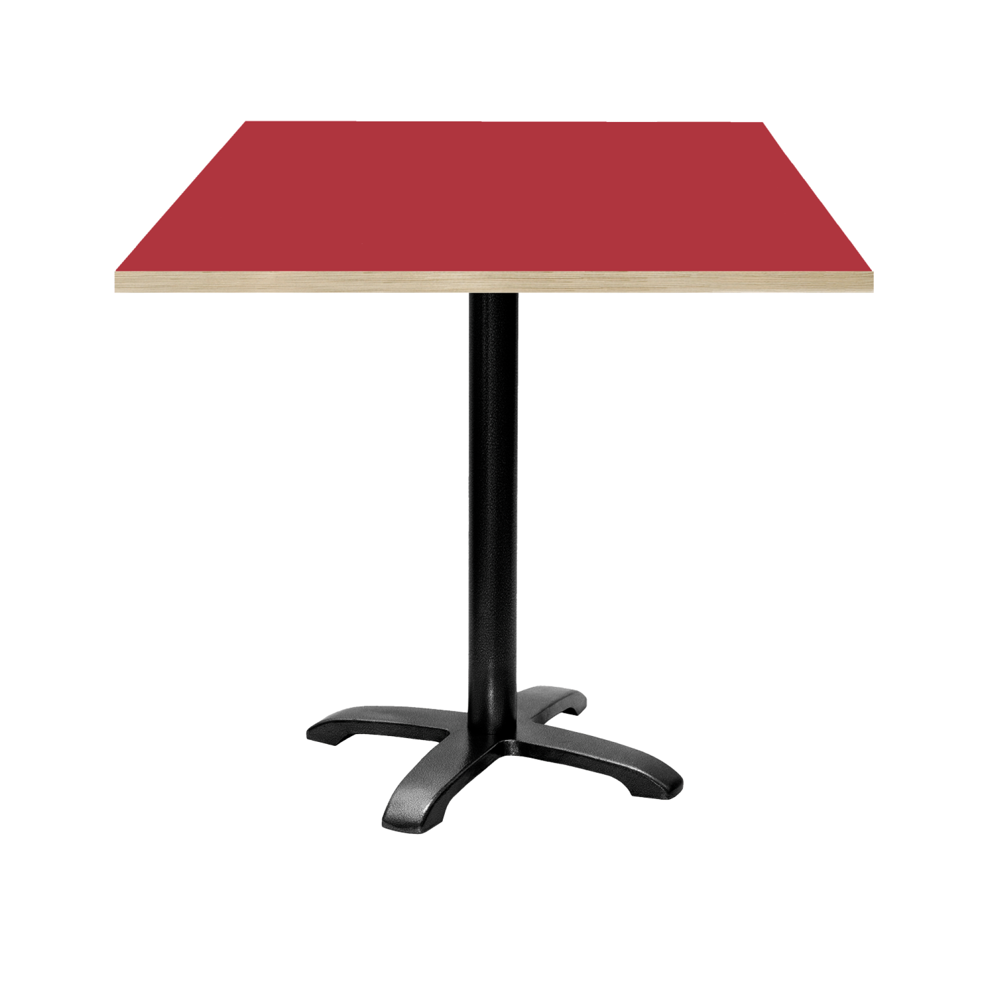 Table 70x70cm - modèle Bazila rouge chants bois