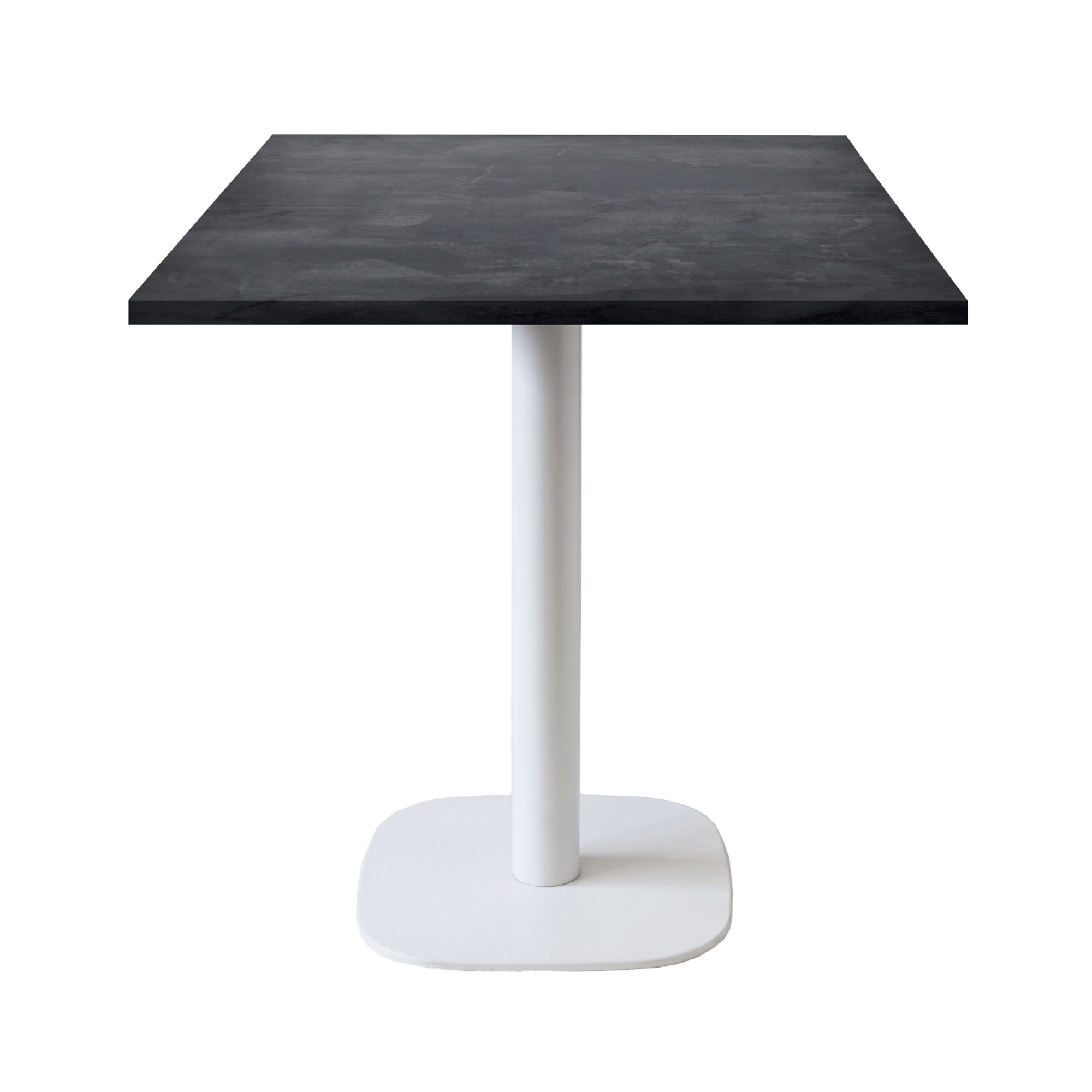 Table 70x70cm - modèle Round pied blanc ardoise métallisée