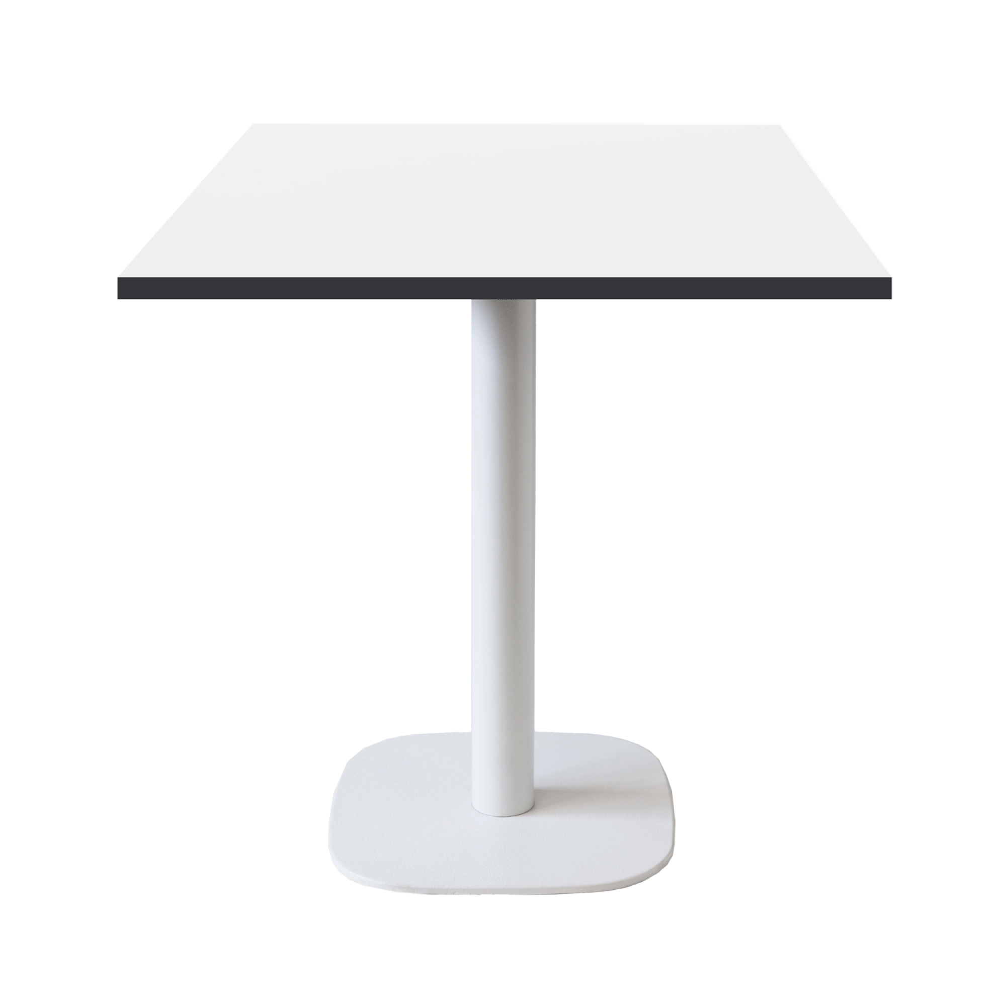 Table 70x70cm - modèle Round pied blanc blanc chants noir