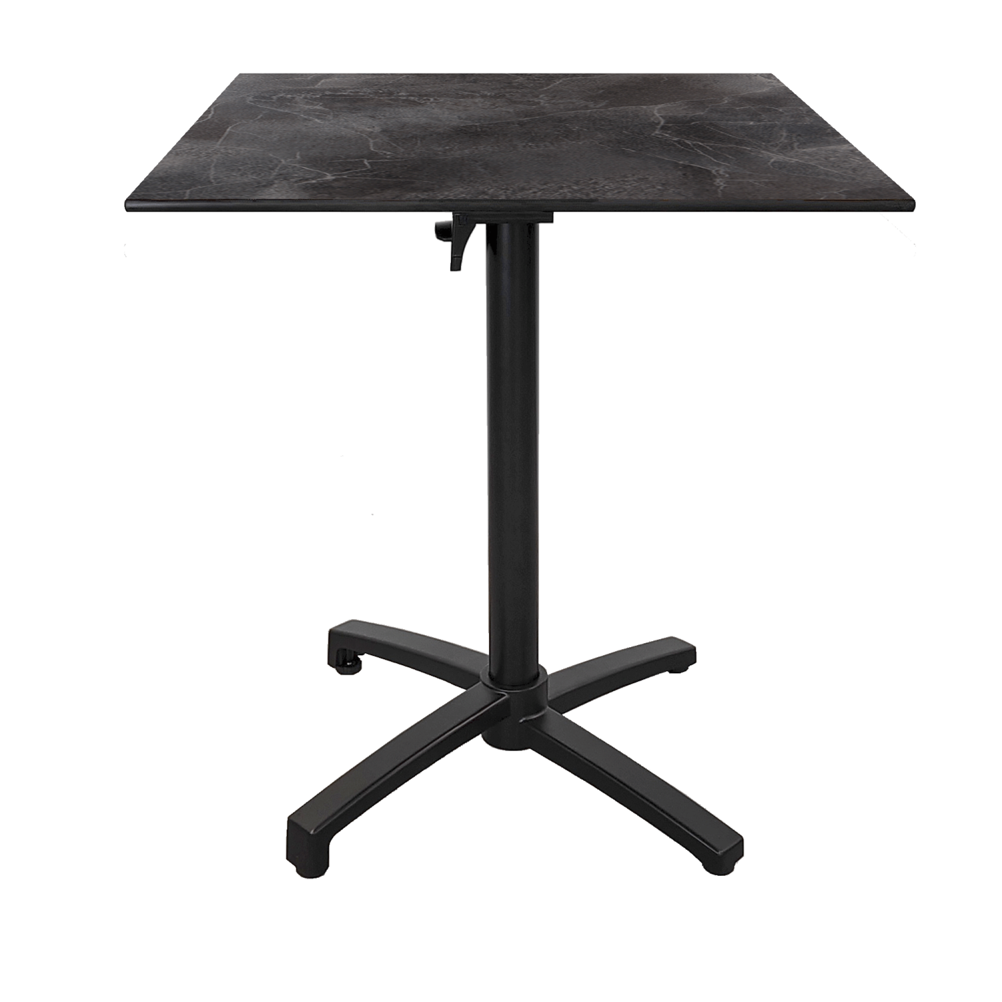 Table h90cm, pliable pour terrasse en Compact HPL décor dark 70x70