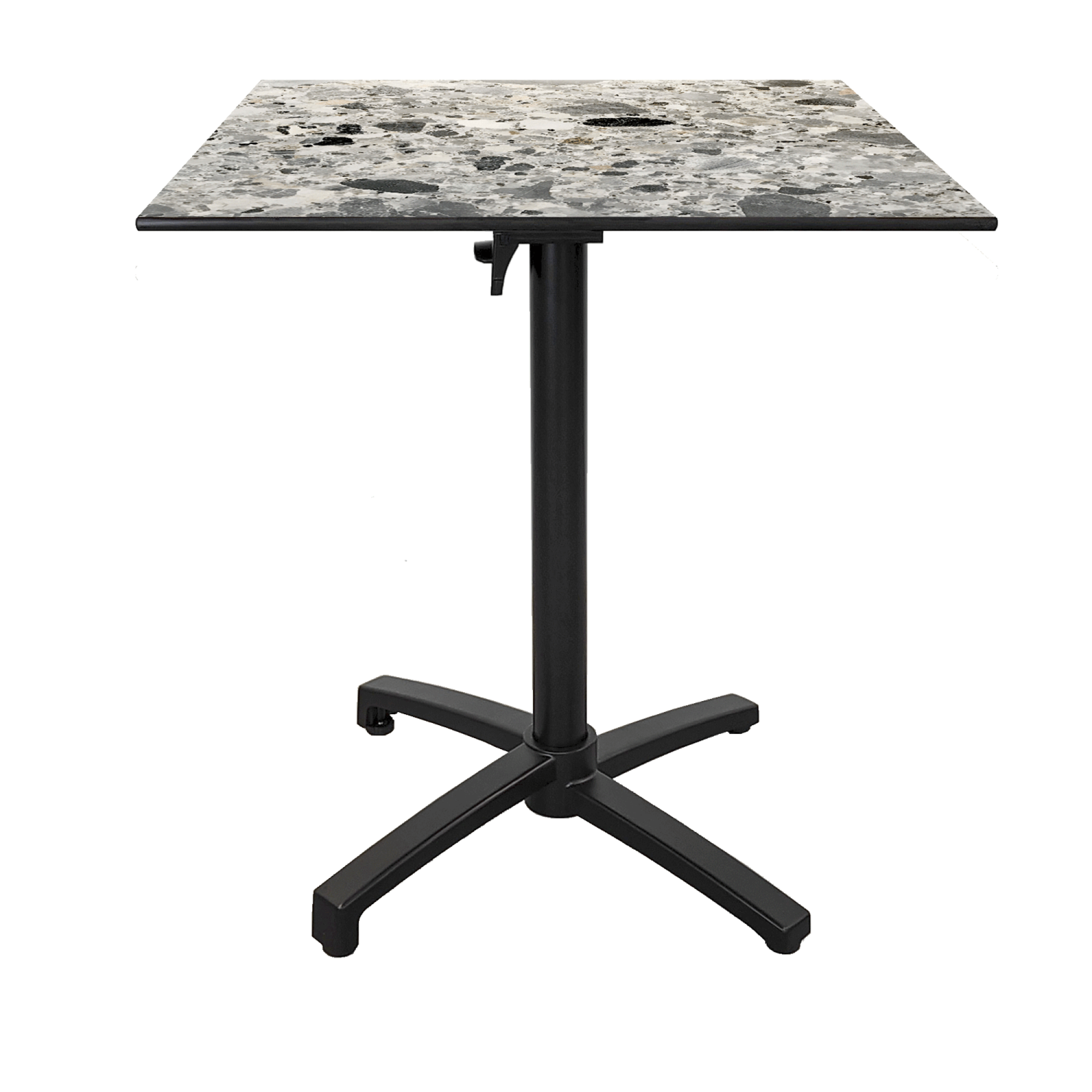 Table h90cm, pliable pour terrasse en Compact HPL décor pierre cepp 70x70