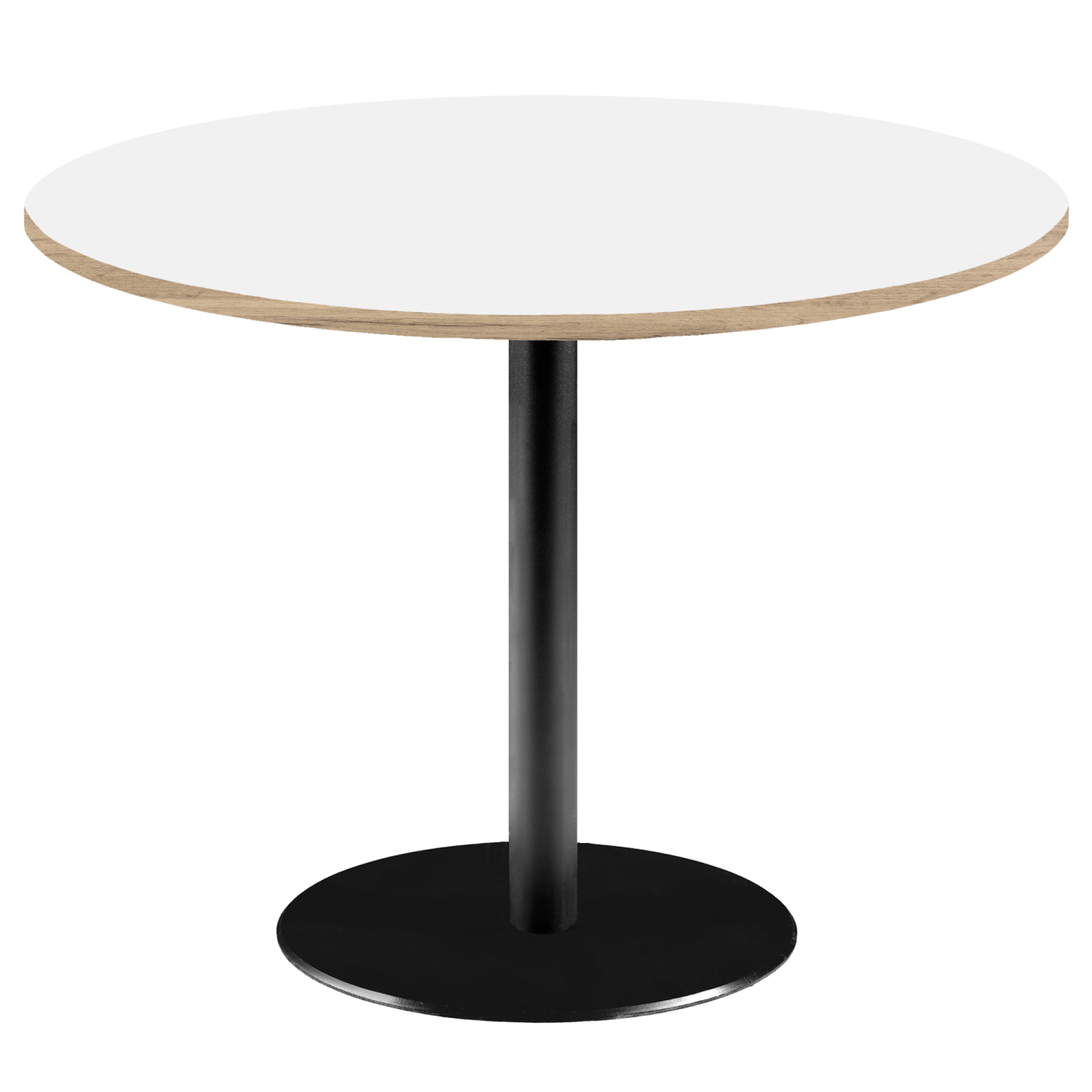 Table Ø120cm - modèle Rome blanc avec chants bois