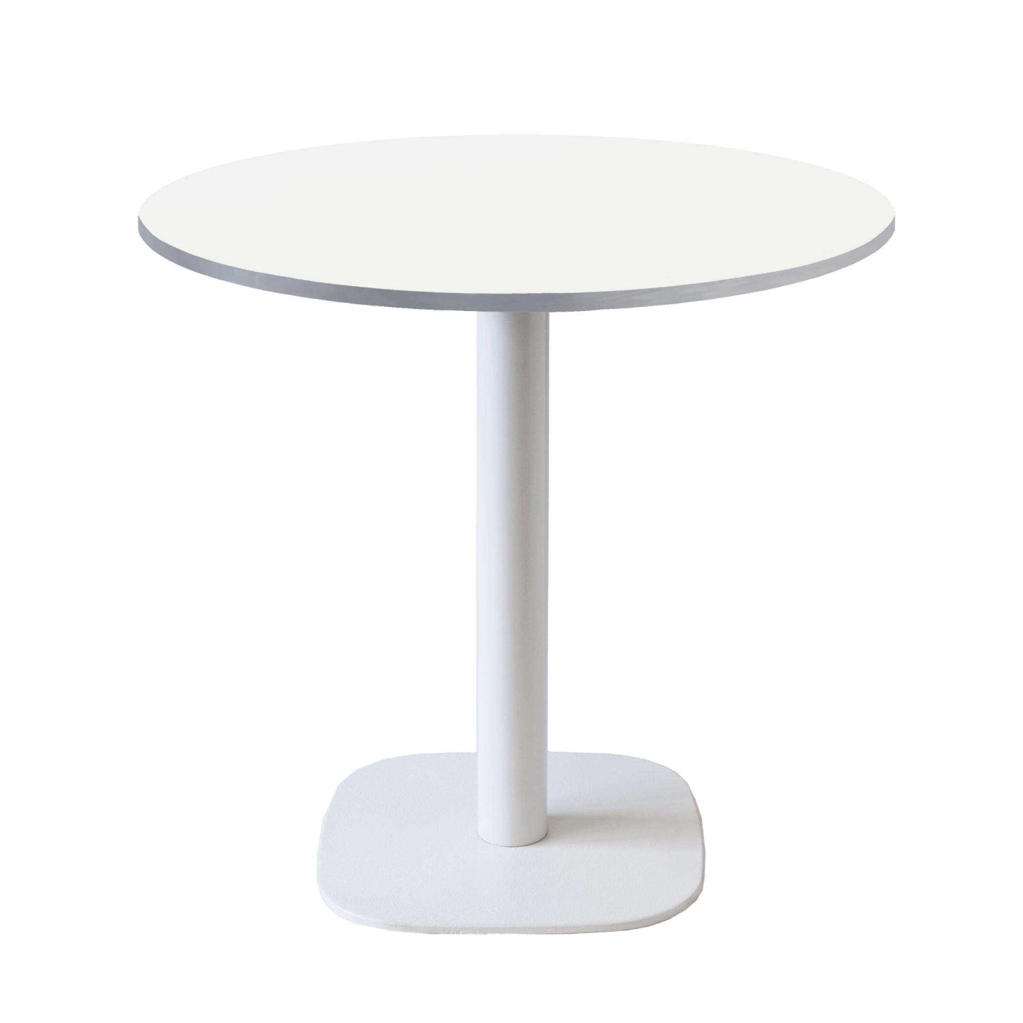Table Ø70cm - modèle Round pied blanc blanc chants inox