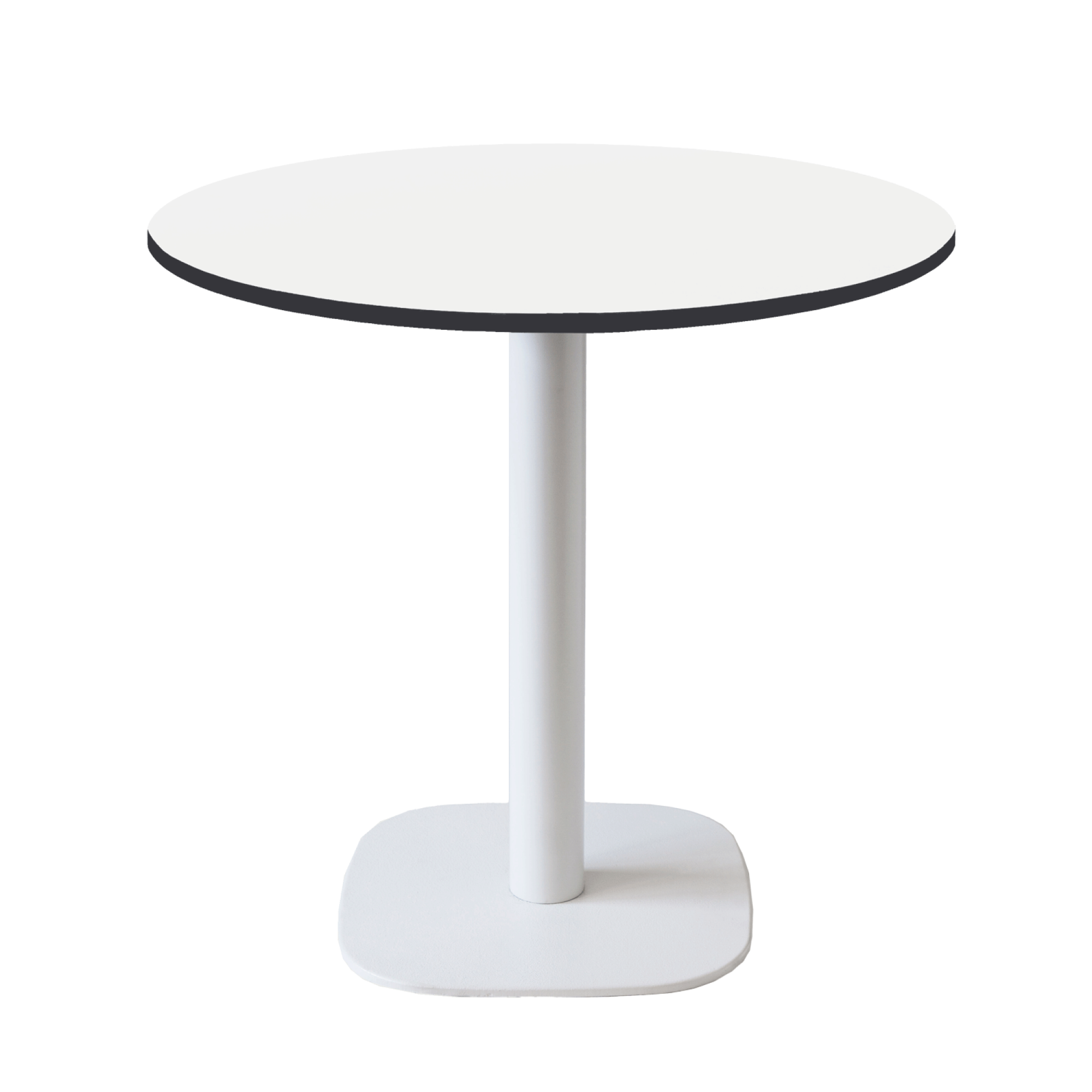 Table Ø70cm - modèle Round pied blanc blanc chants noir
