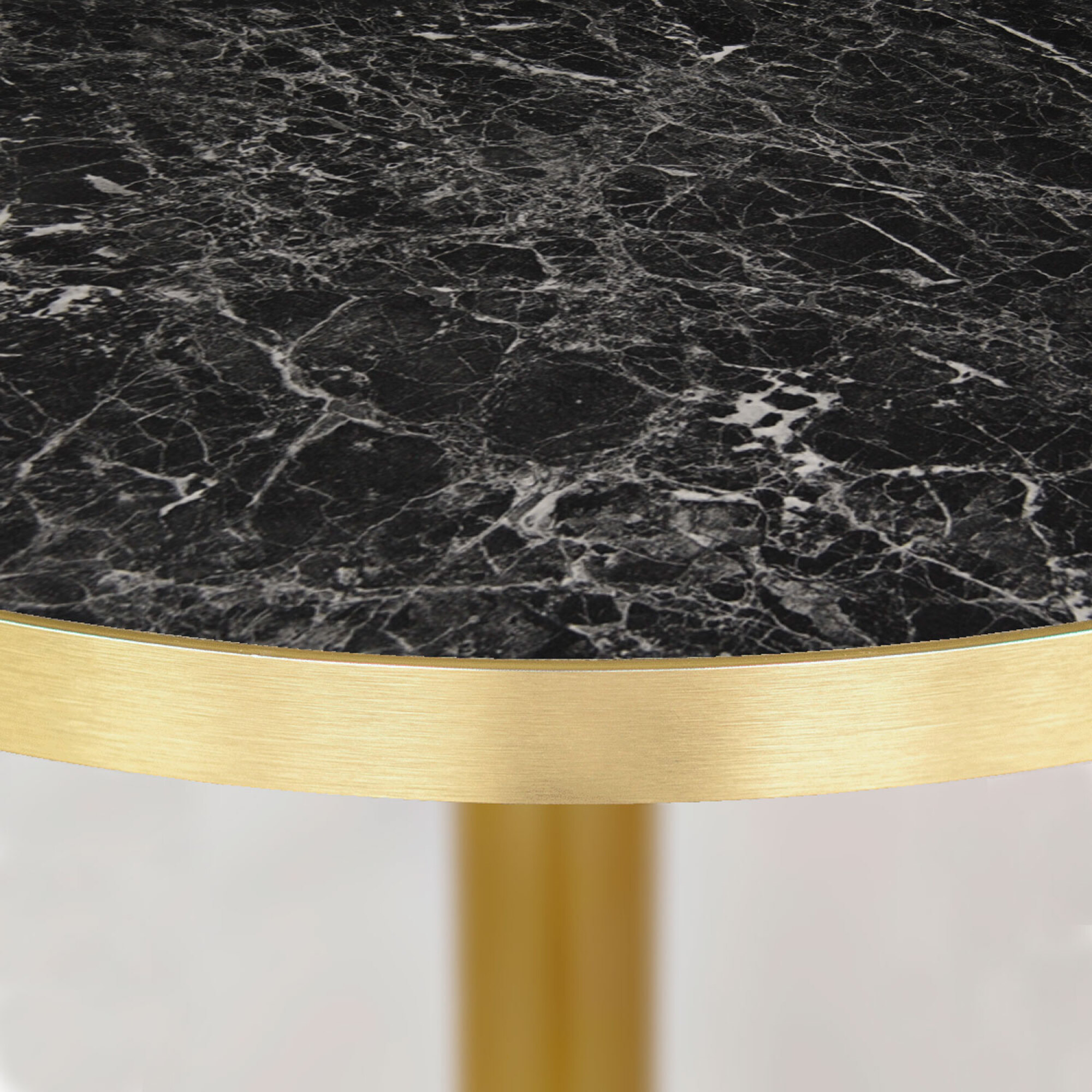 Table Ø70cm Rome bistrot marbre noir brillant
