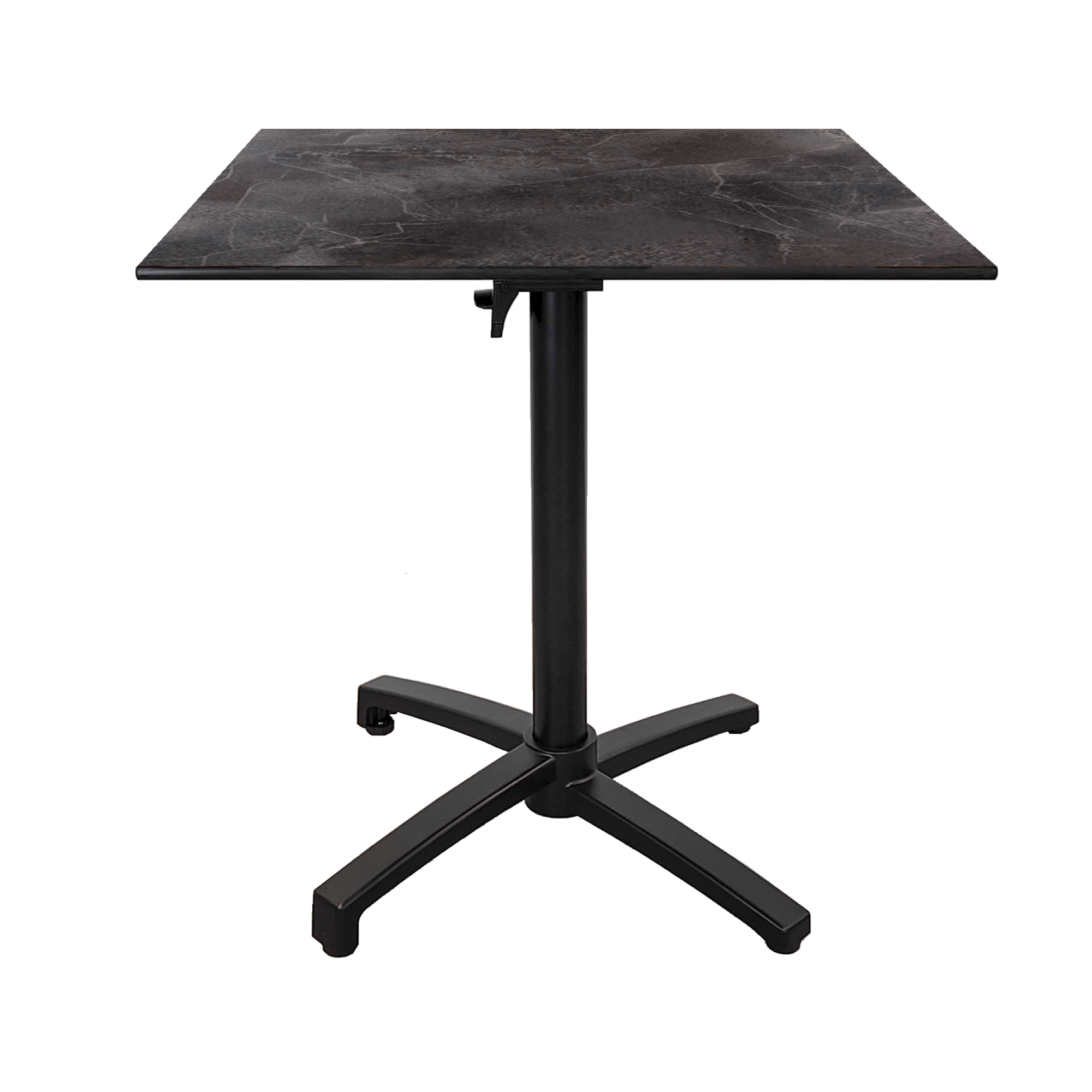 Table pliable pour terrasse en Compact HPL décor dark 70x70