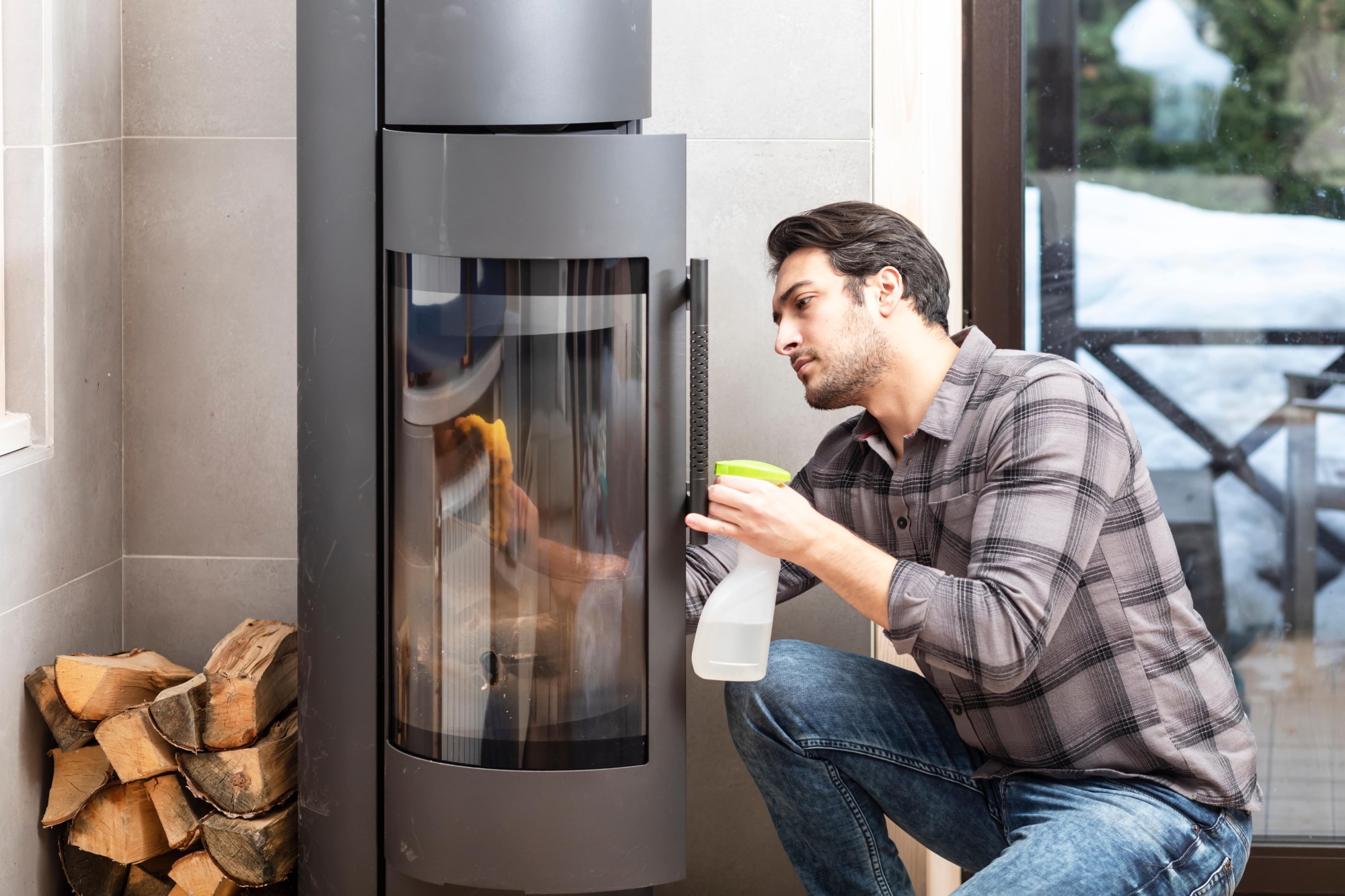 Nettoyage des vitres poêles