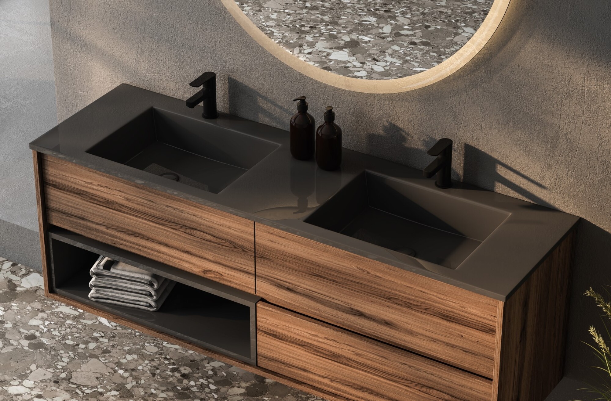 Fourniture et pose de meuble de salle de bain avec plan de vasque Roca