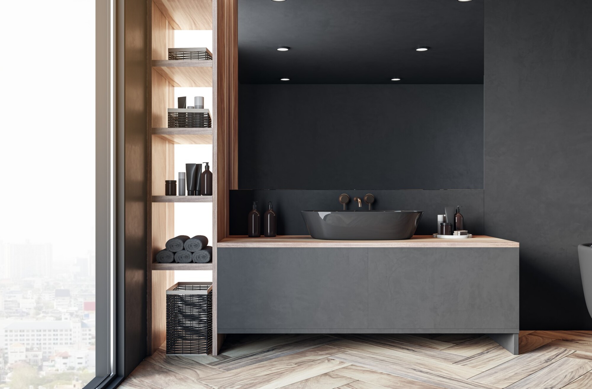 Installation de meuble noir mat