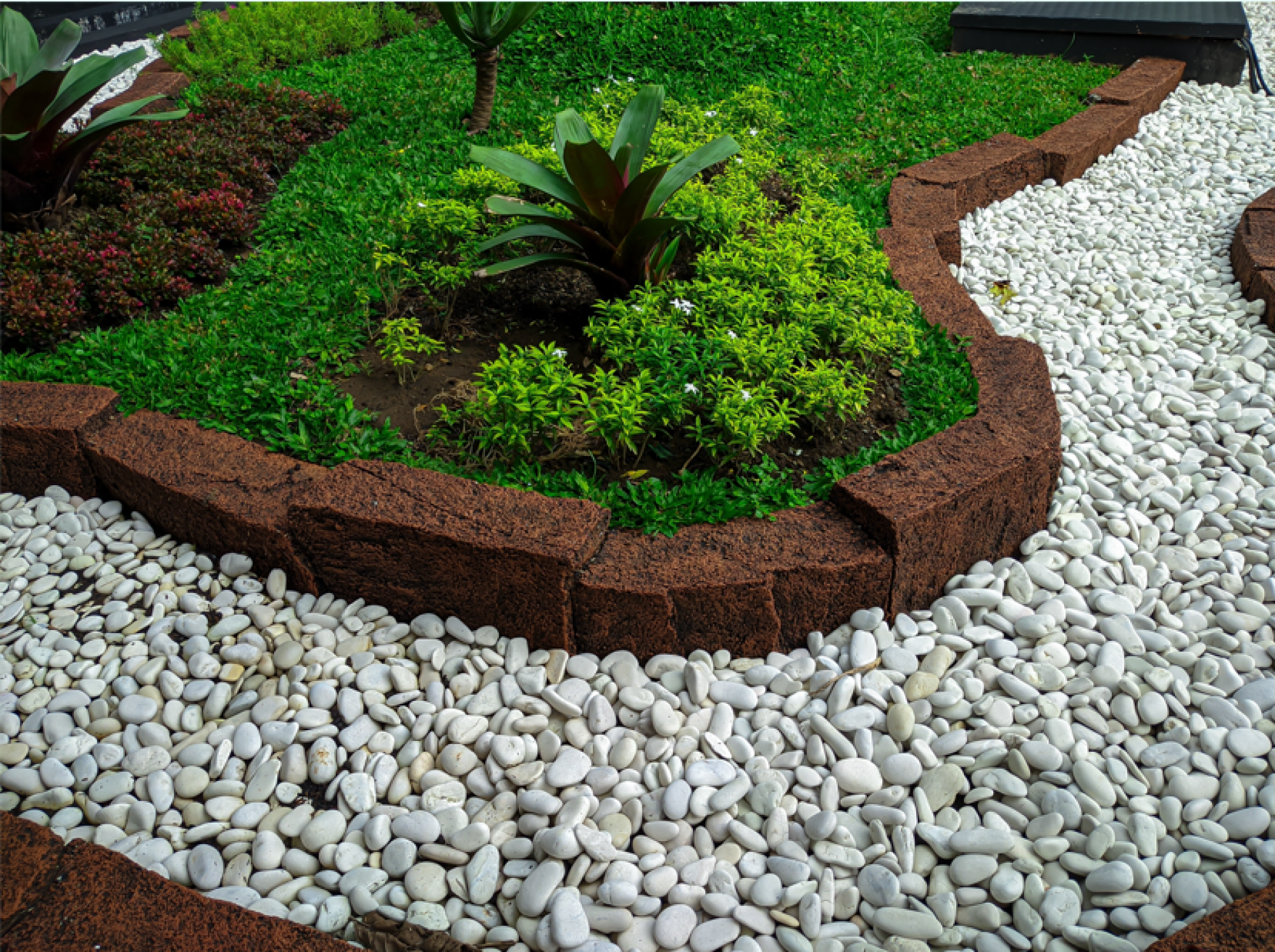 Aménagement de gravier décoratif