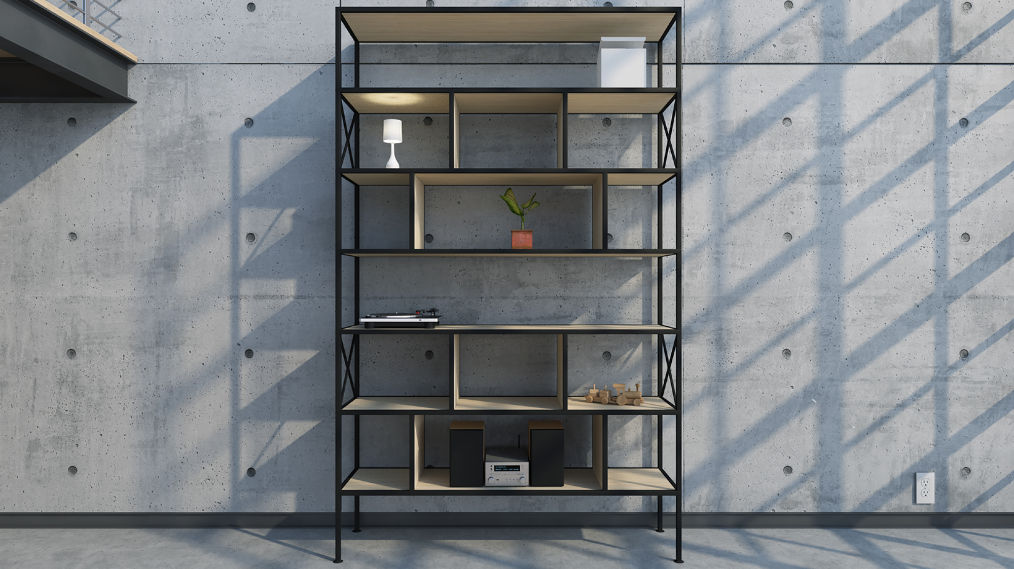 Etagère de rangement en métal noir