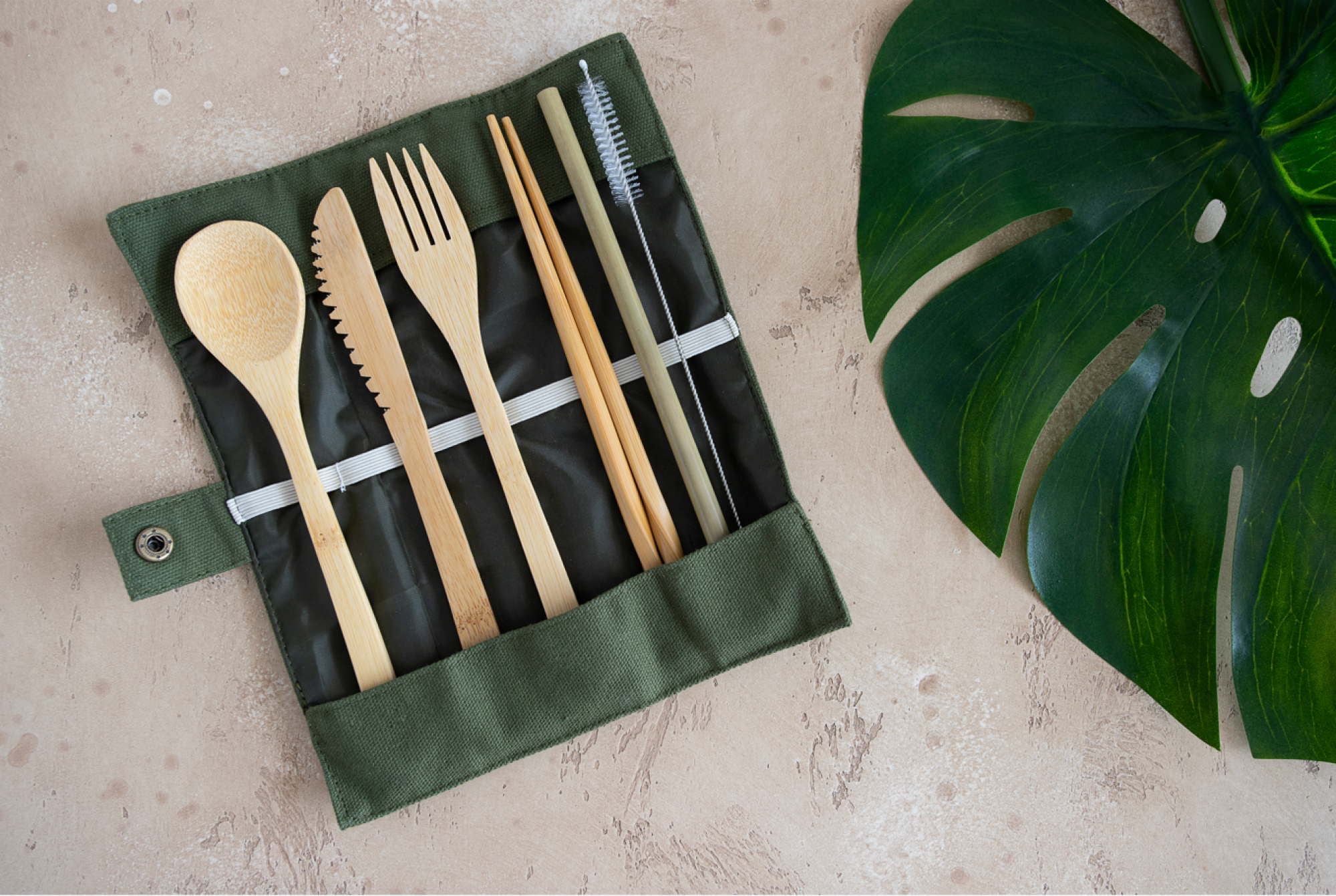 Lot d'ustensiles en bambou éco-responsable