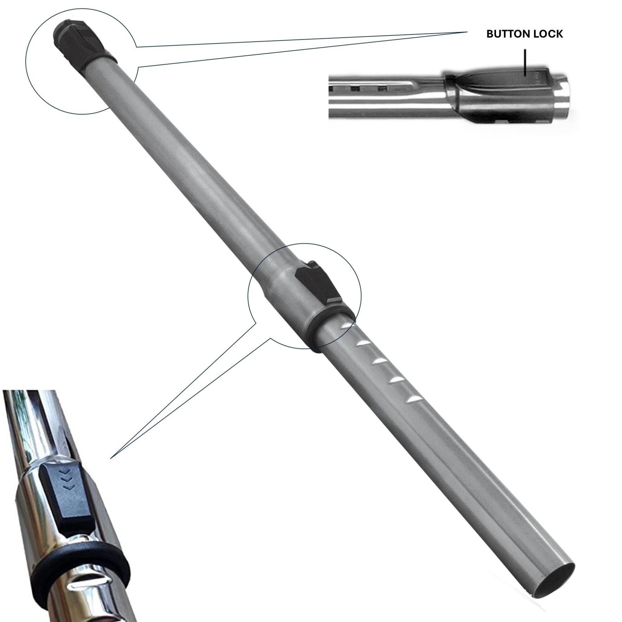 Canne télescopique rétractable en acier inoxydable à bouton LOCK