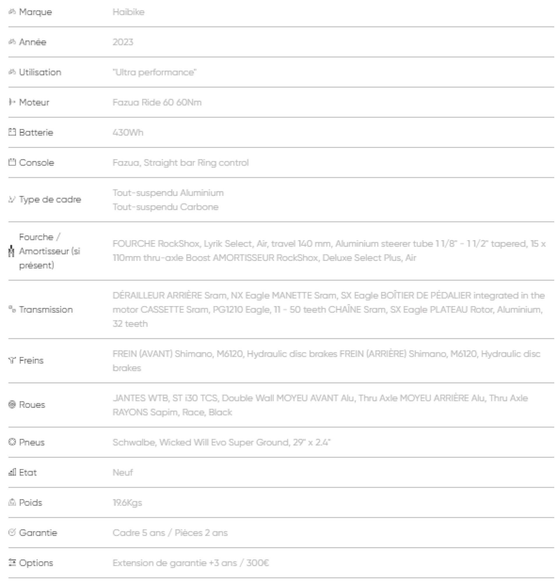 Vtt électrique light haibike lyke cf 10