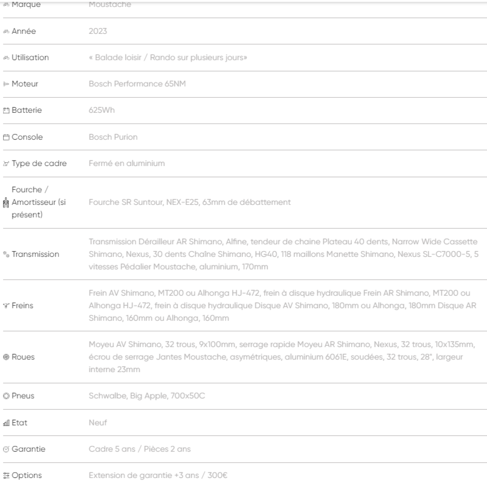 Vtc électrique moustache exclusif avp samedi 28 trekking 3 625wh