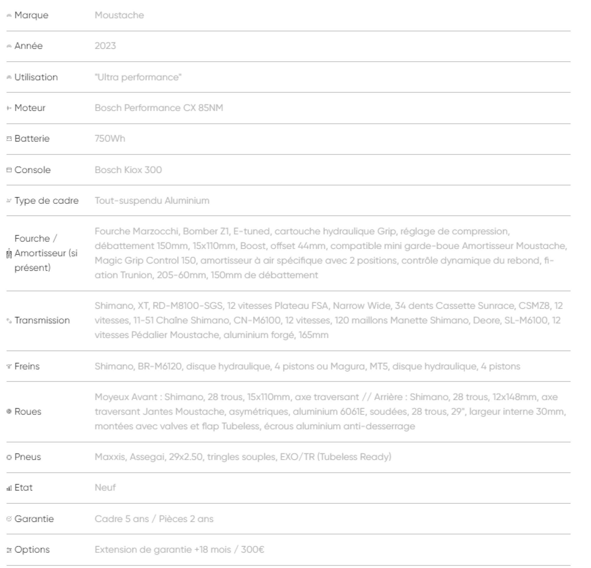 Vtt électrique moustache trail 5 750wh