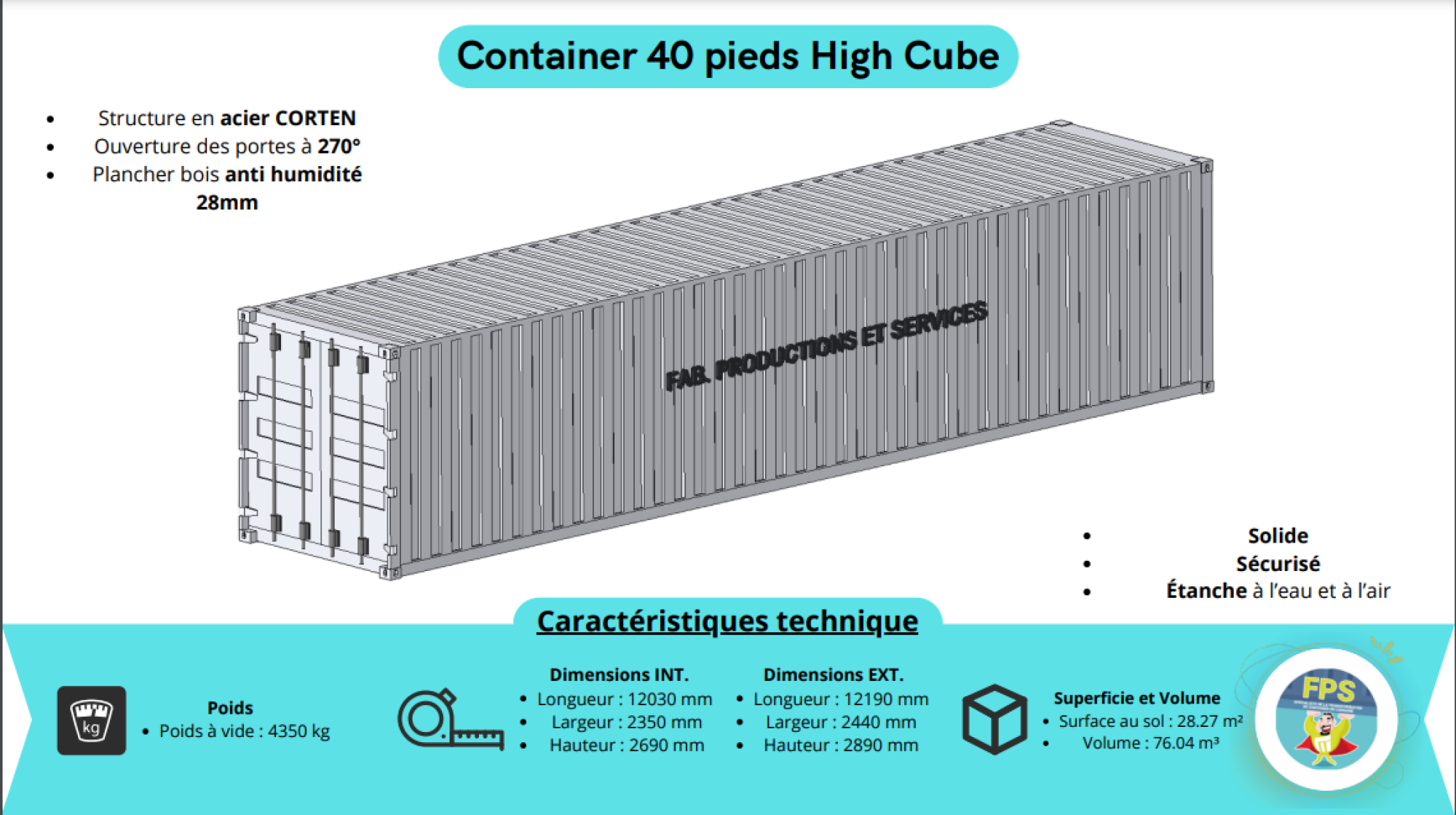 Container 40' HC occasion
