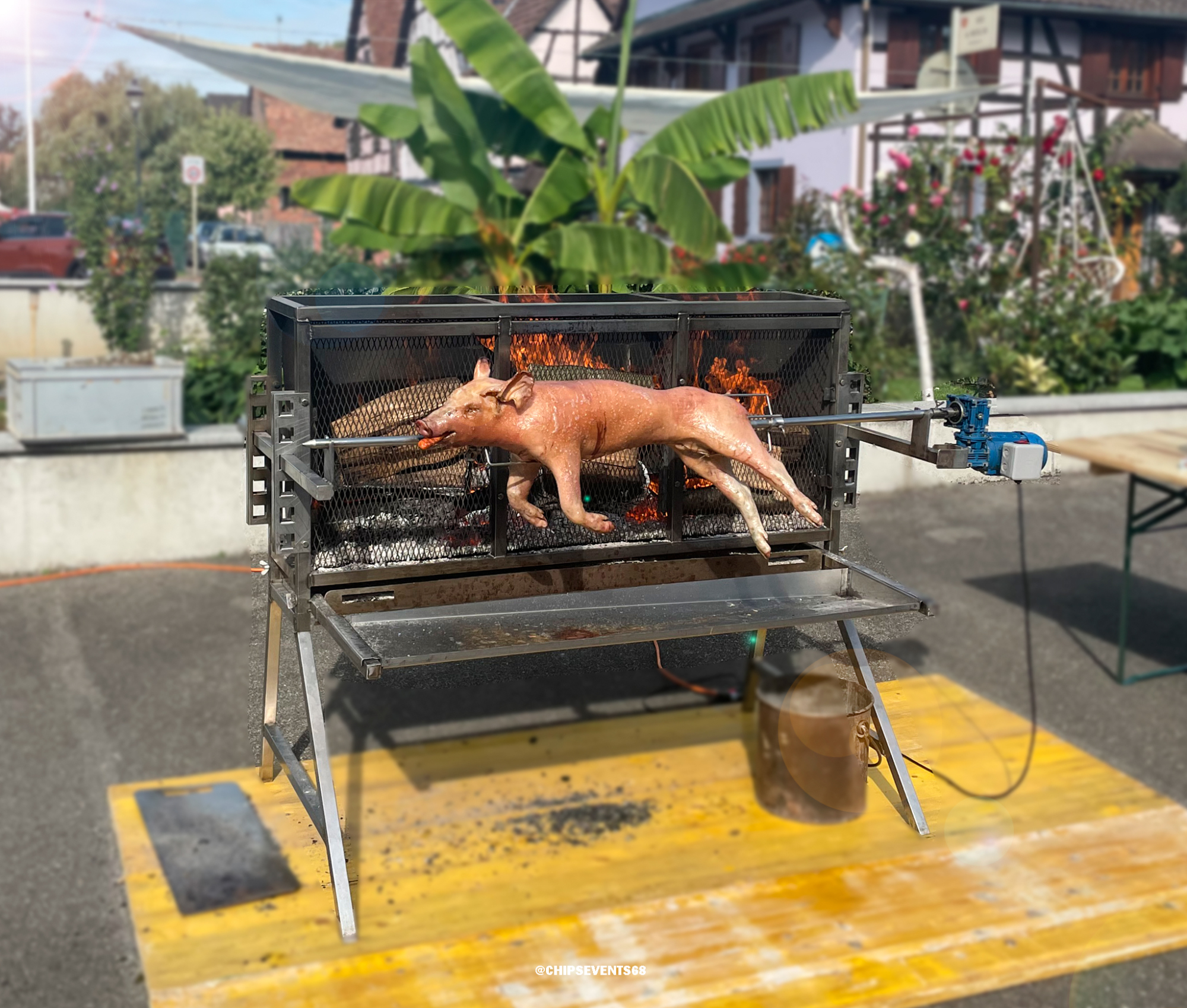 Tournebroche à foyer vertical à bois en location